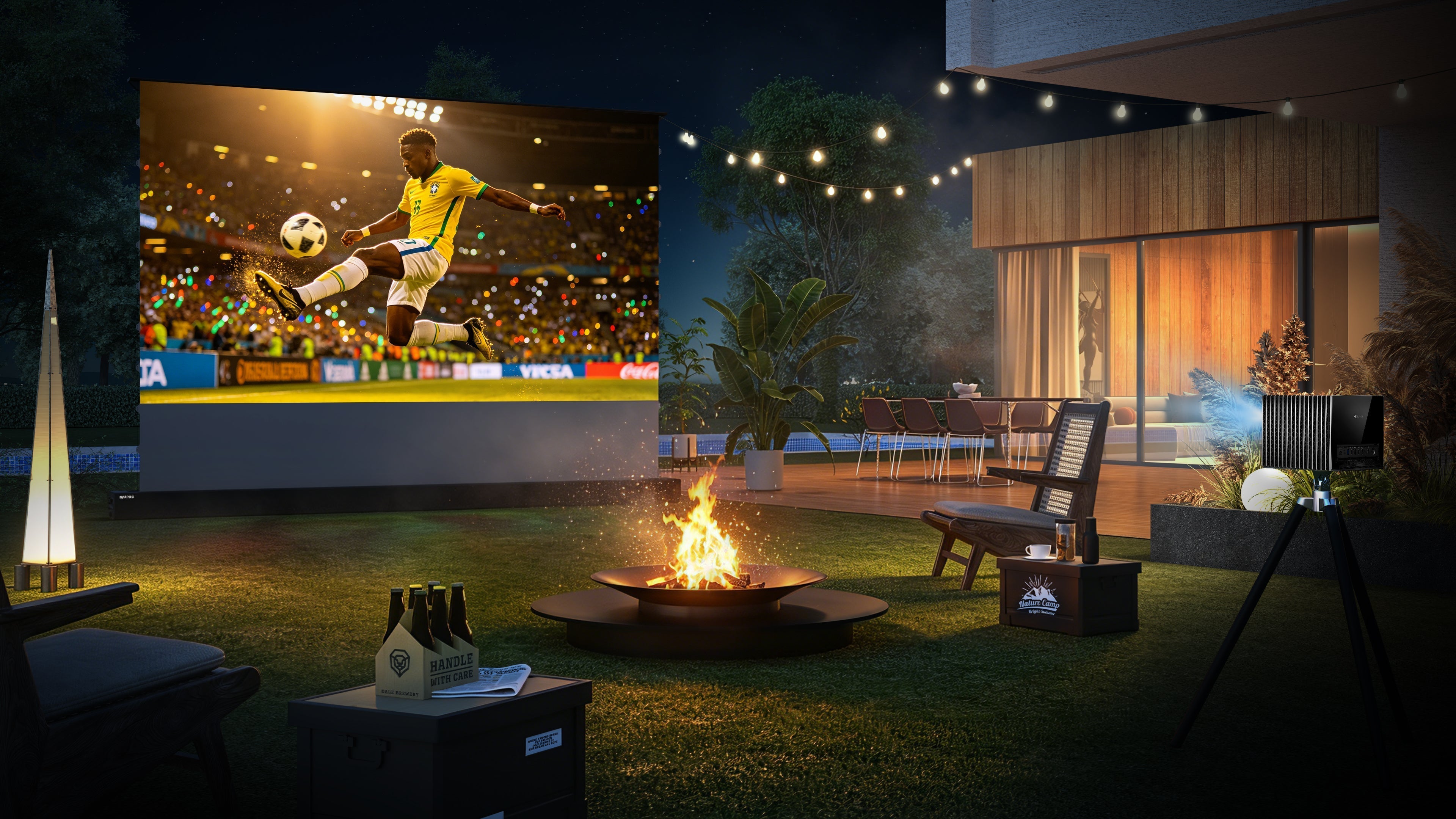 How to Move Your Matte Grey Floor-Rising Screen Outdoors for Late-Night World Cup Matches