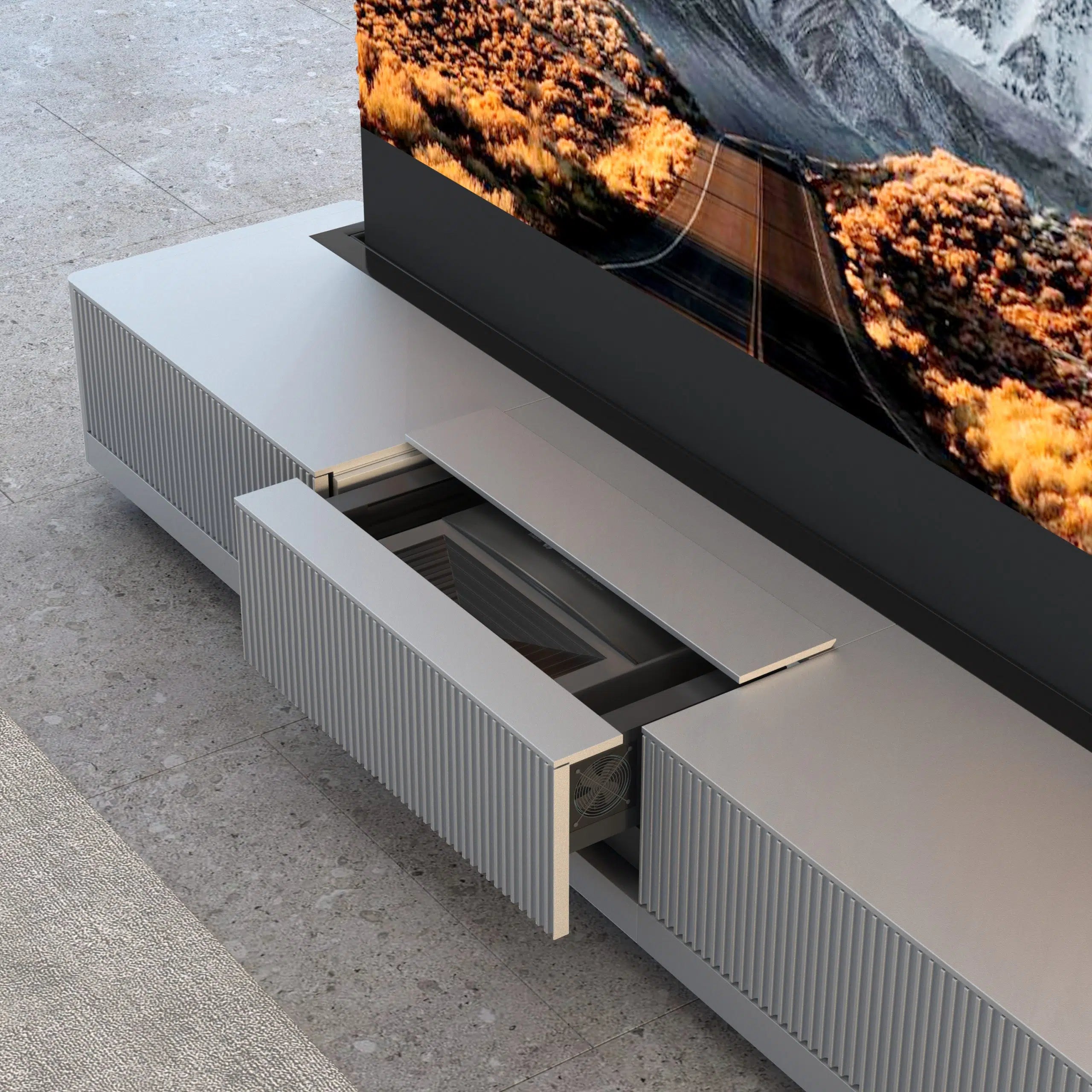 WUPRO Cinema SILVERFOX Invisible Ultra Short Throw Projector Laser TV Cabinet