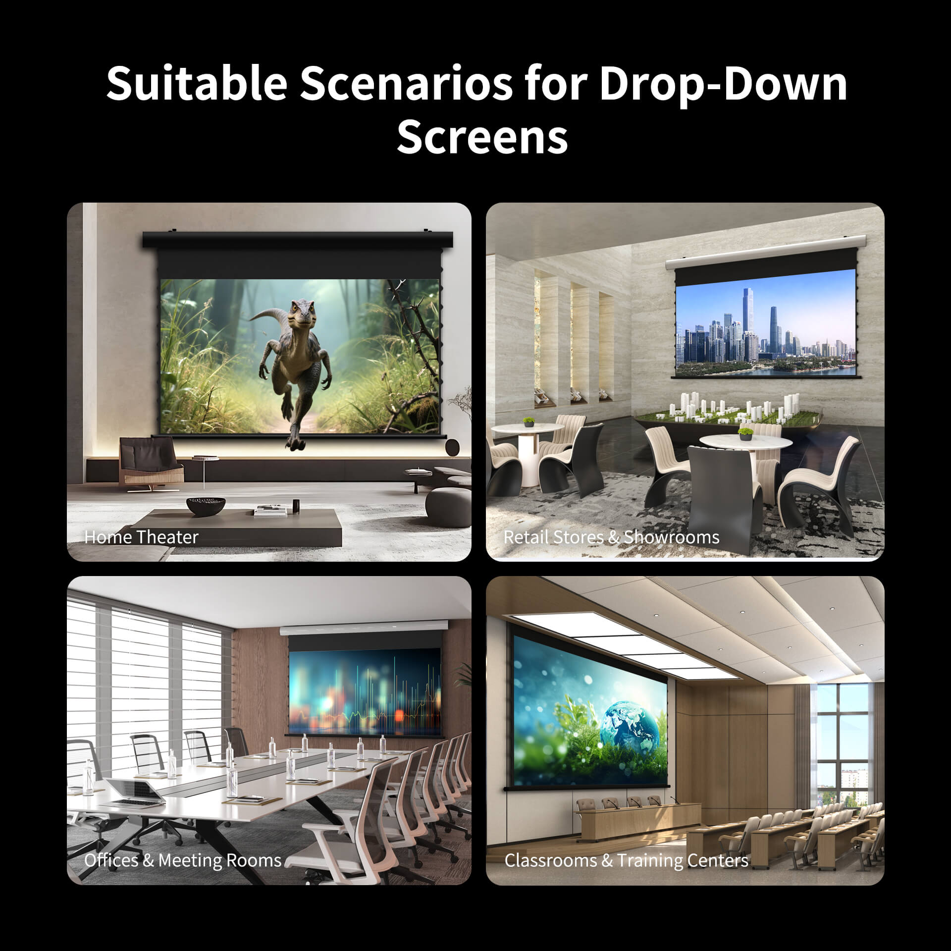WUPRO Cinema FlowArc Smart Motorized Drop-Down Screen Grey Crystal