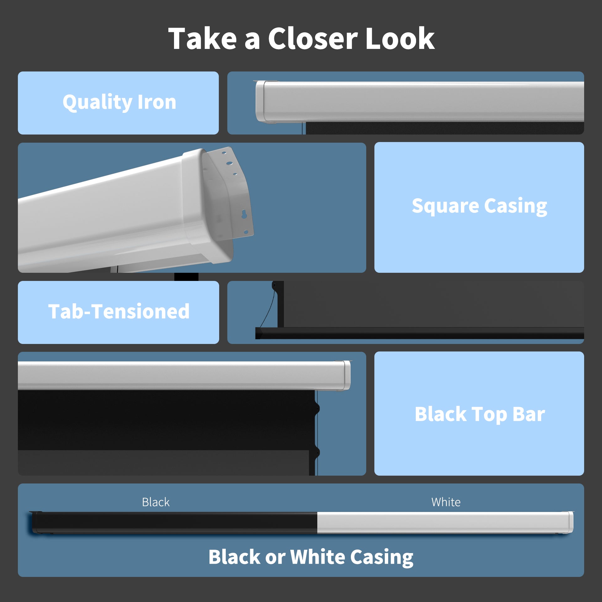 WUPRO Cinema QuadraArc Smart Motorized Drop-Down Screen Soft Matte White