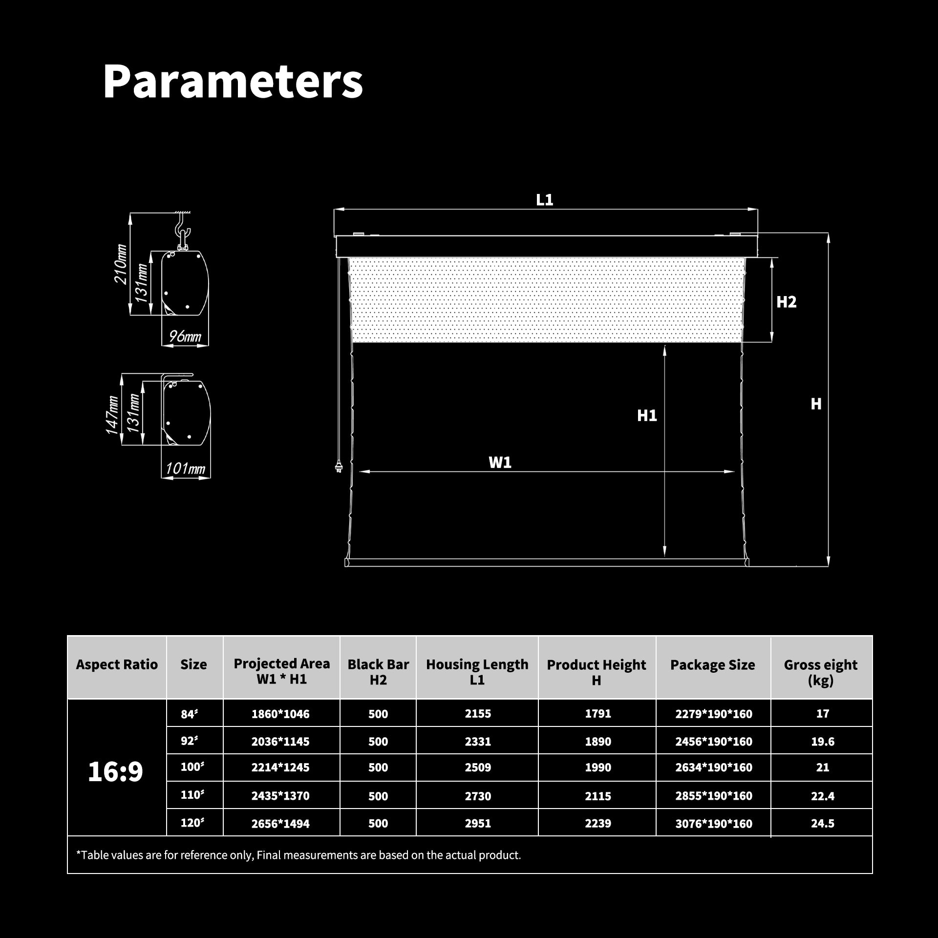 FlowArc UST2 CLR Smart Motorized Drop-Down Screen CBSP