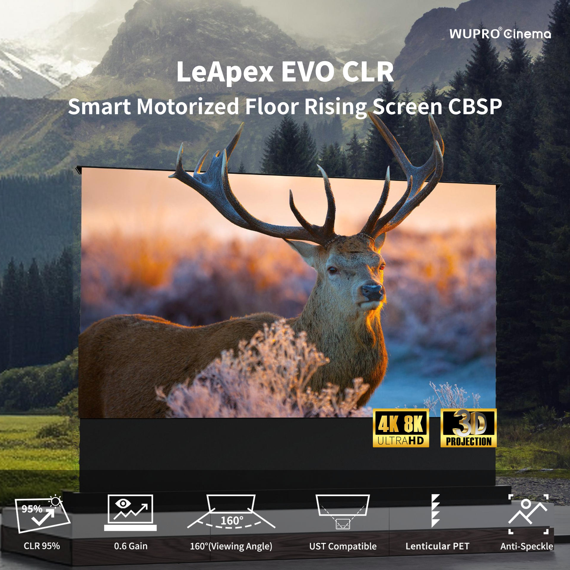 WUPRO Cinema LeApex CLR Smart Motorisierte Boden-Hebeleinwand CBSP