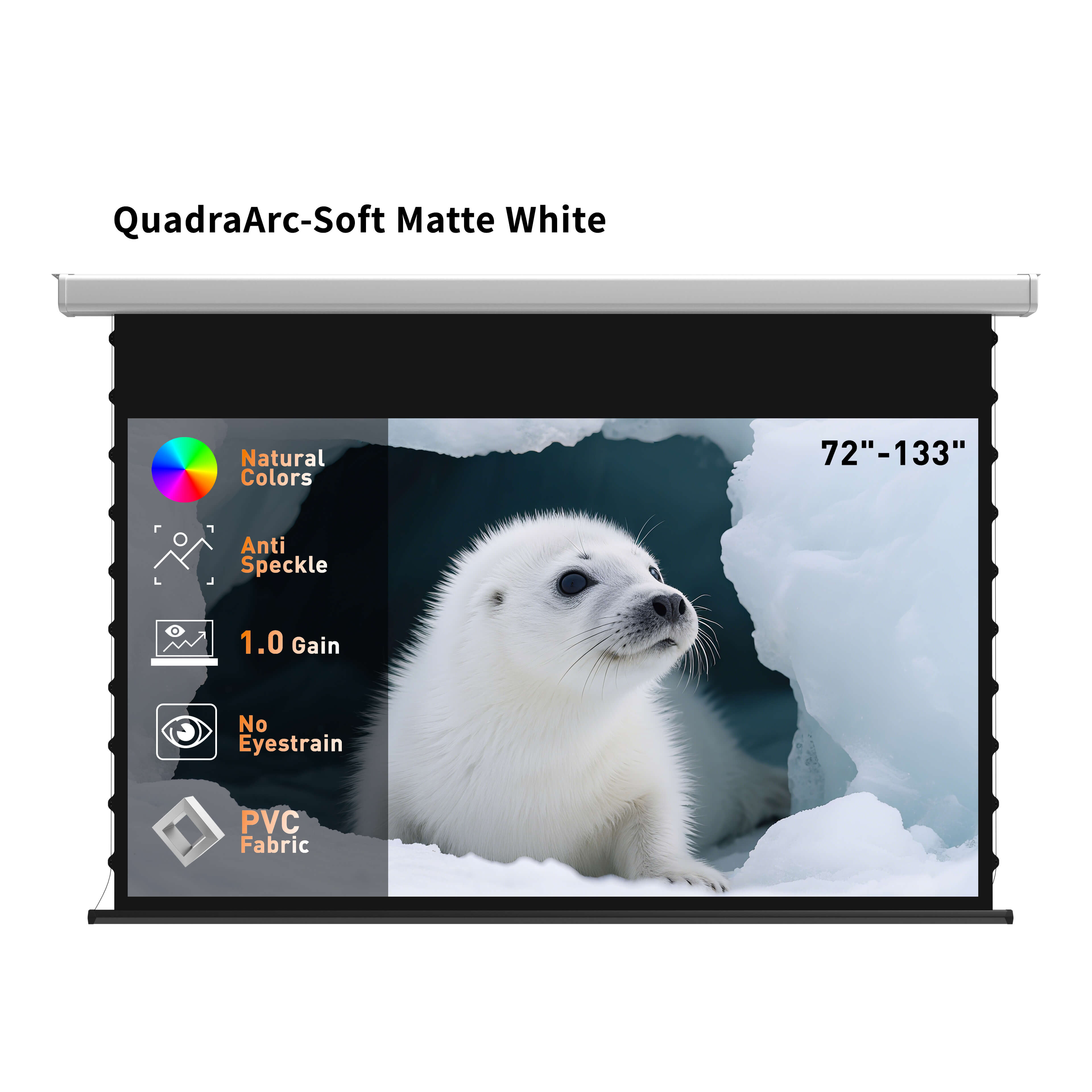 WUPRO Cinema QuadraArc Smart Motorisierte Drop-Down-Leinwand, weiches Mattweiß