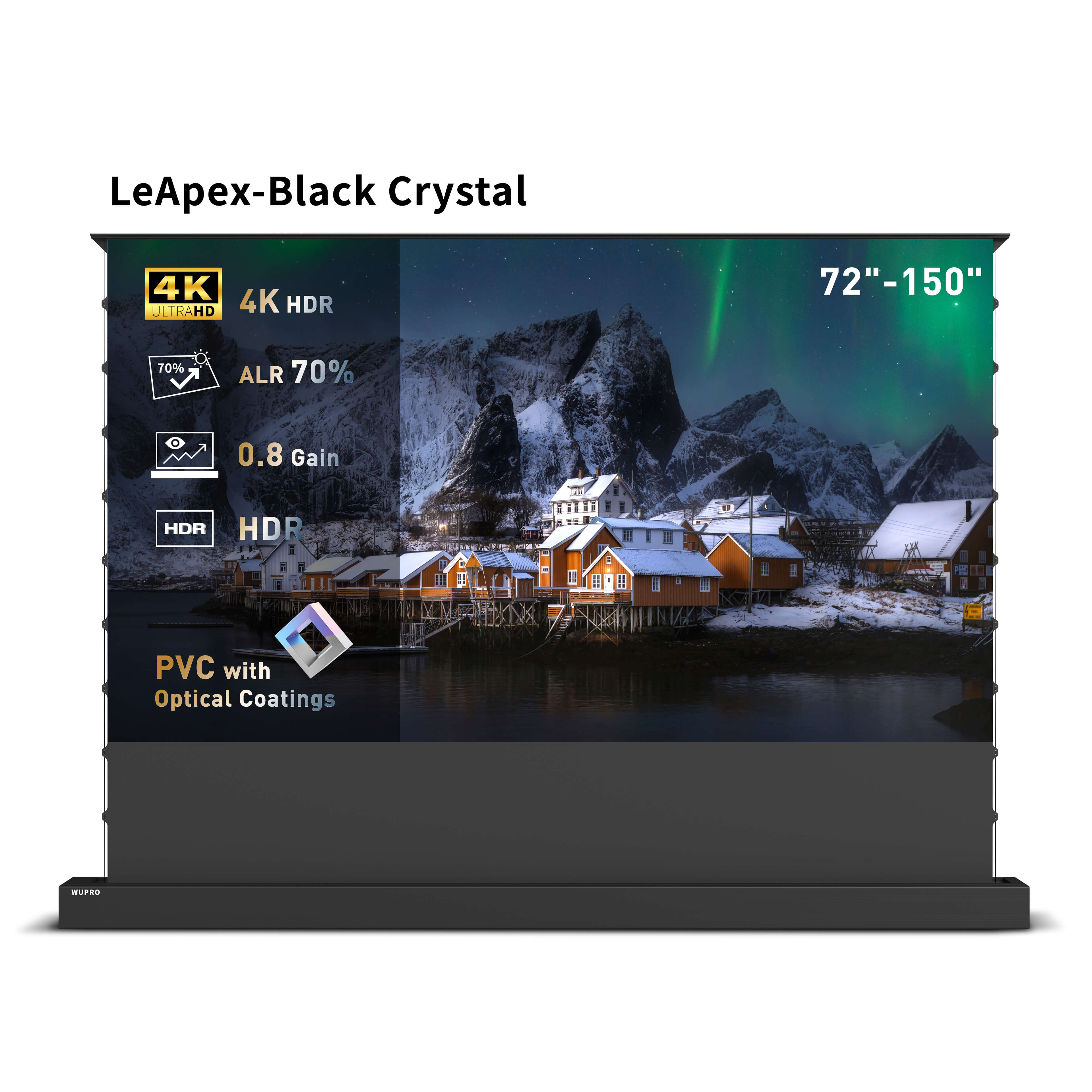 WUPRO Cinema LeApex ALR Smart Motorized Floor Rising Screen Black Crystal