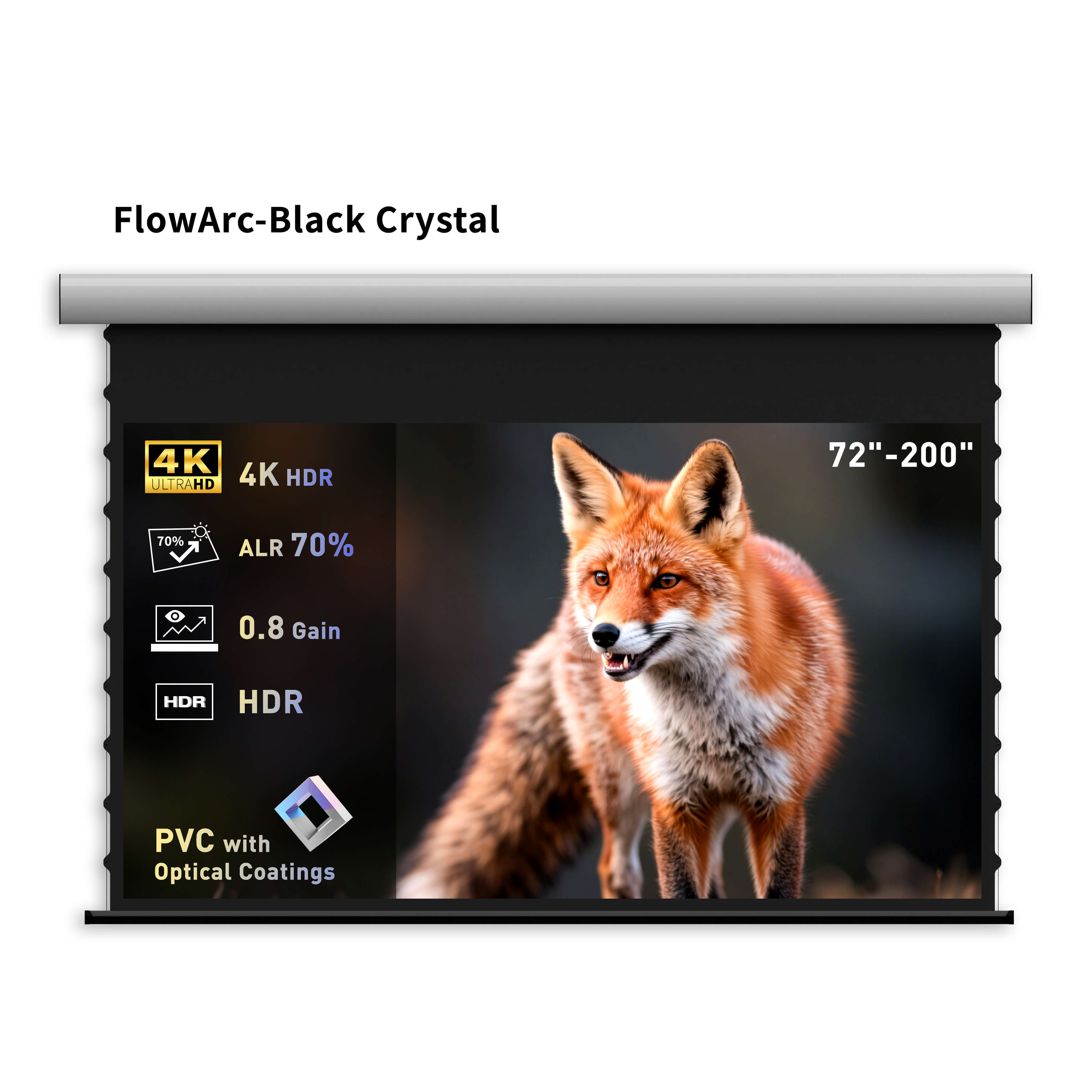 WUPRO Cinema FlowArc ALR Smart Motorisierte Drop-Down-Leinwand Schwarzer Kristall