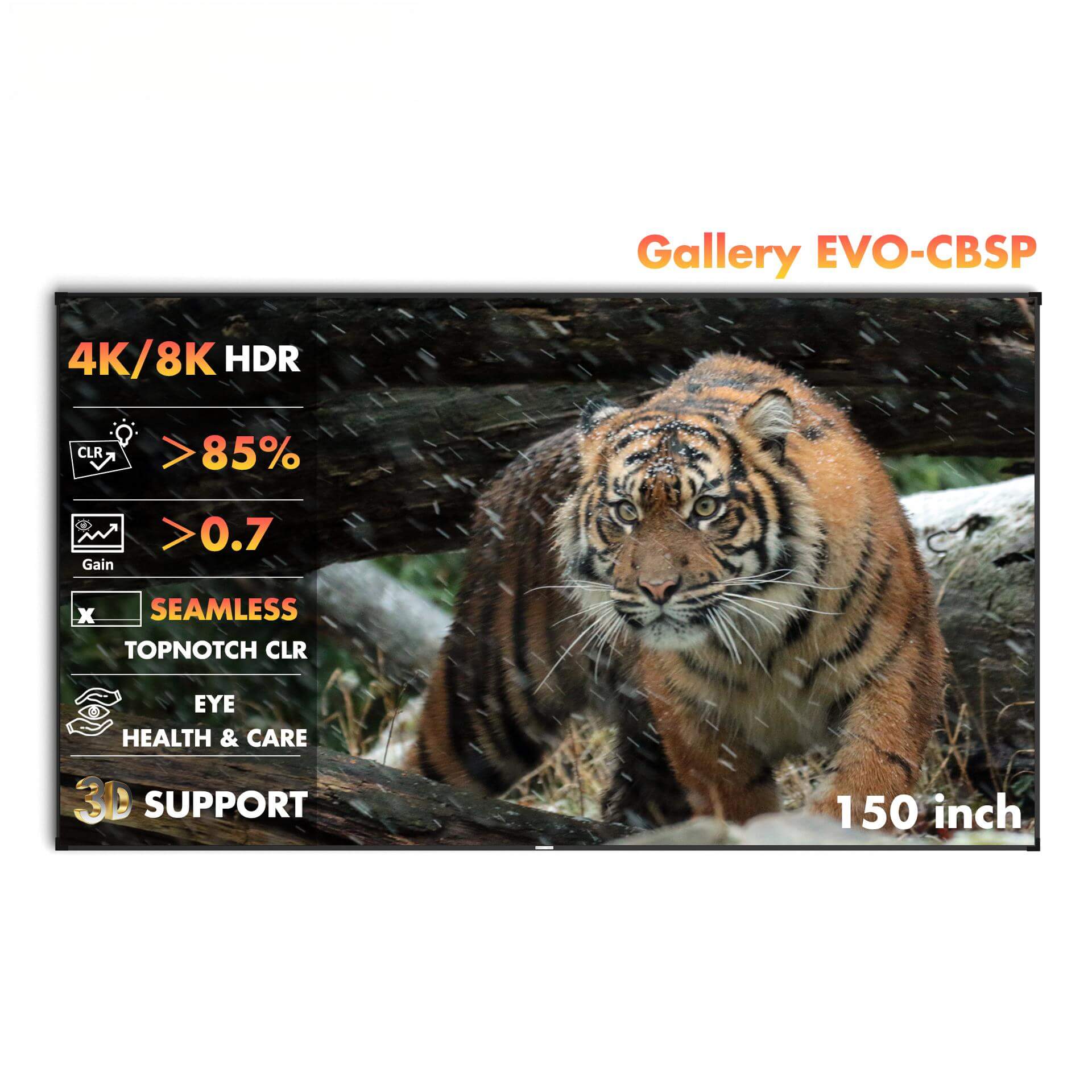 WUPRO Cinema 150" Écran à cadre fixe Gallery Evo CLR CBSP