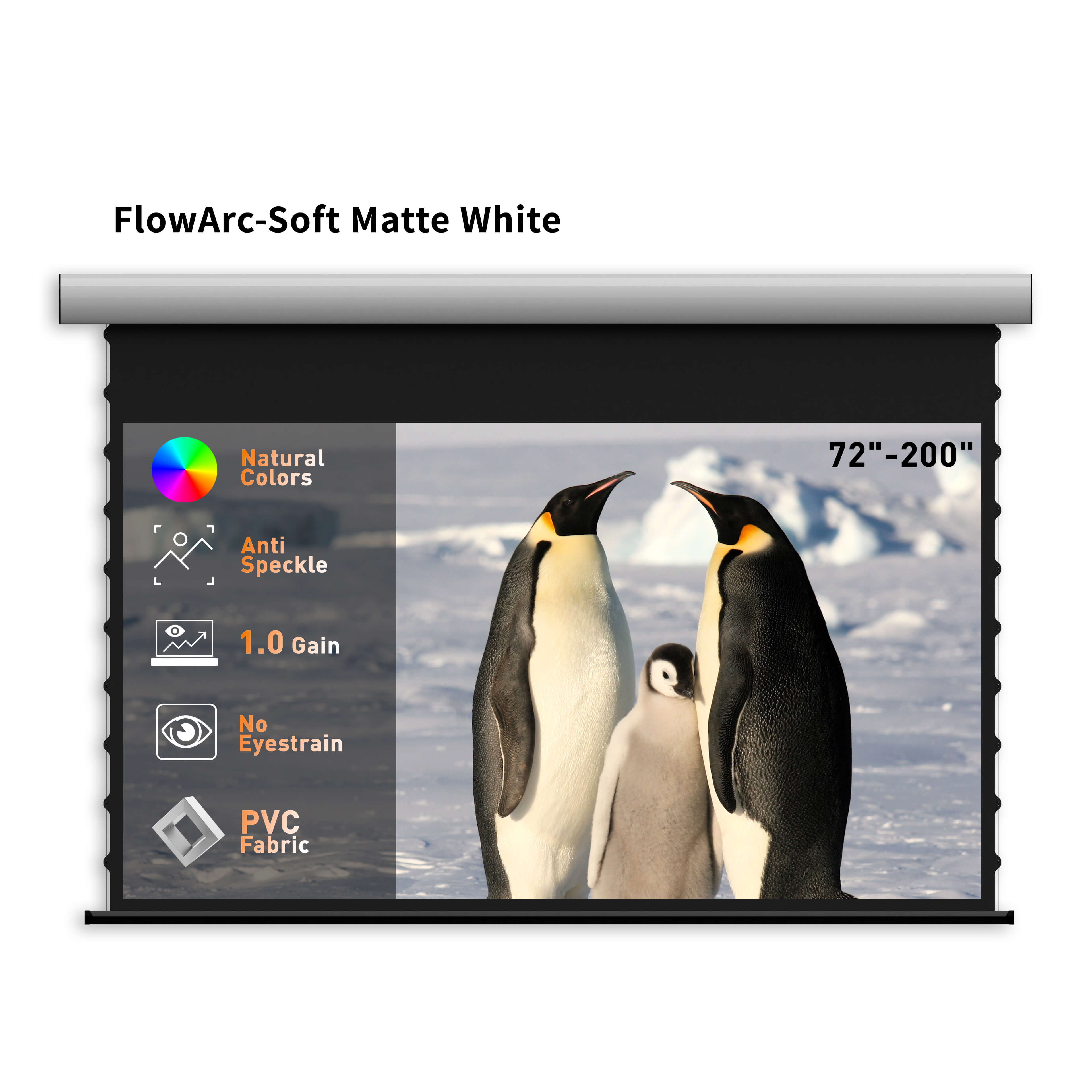 WUPRO Cinema FlowArc Écran motorisé à descente automatique intelligent, blanc soft mat