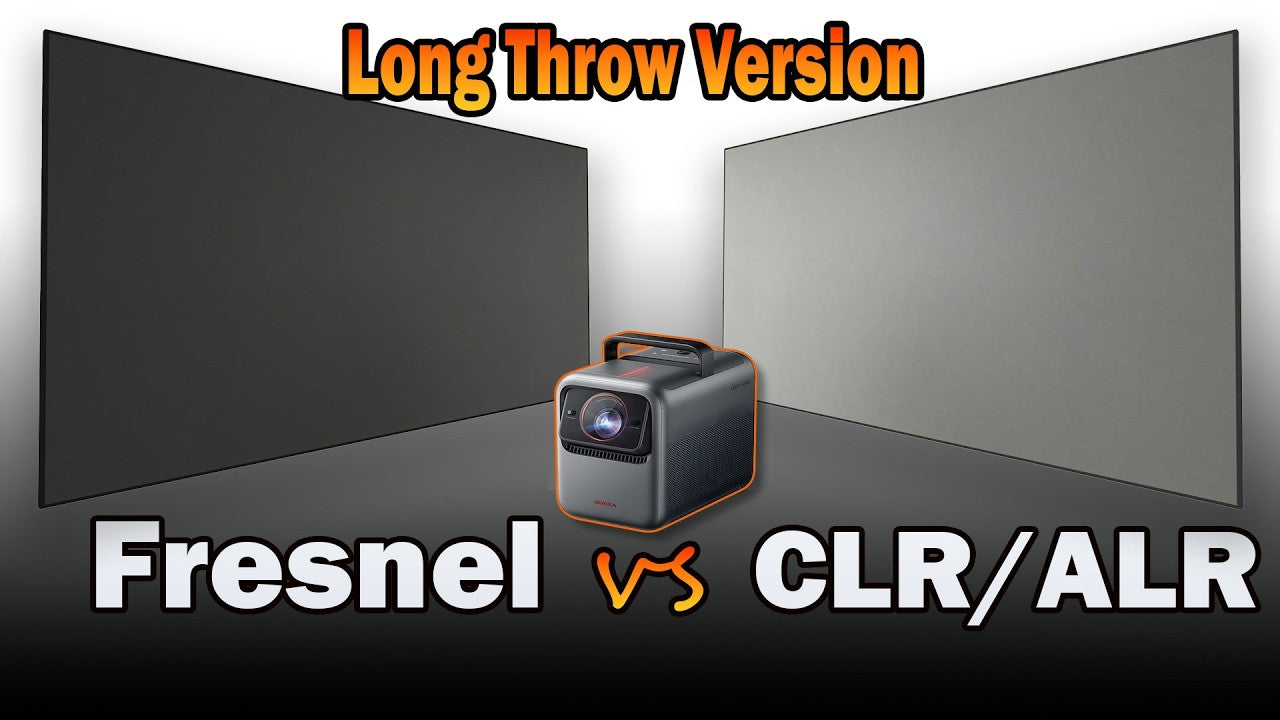 Load video: The New WUPRO CLR Screen for Long Throw Projectors vs Valerion Fresnel – The End of Laser Speckle?