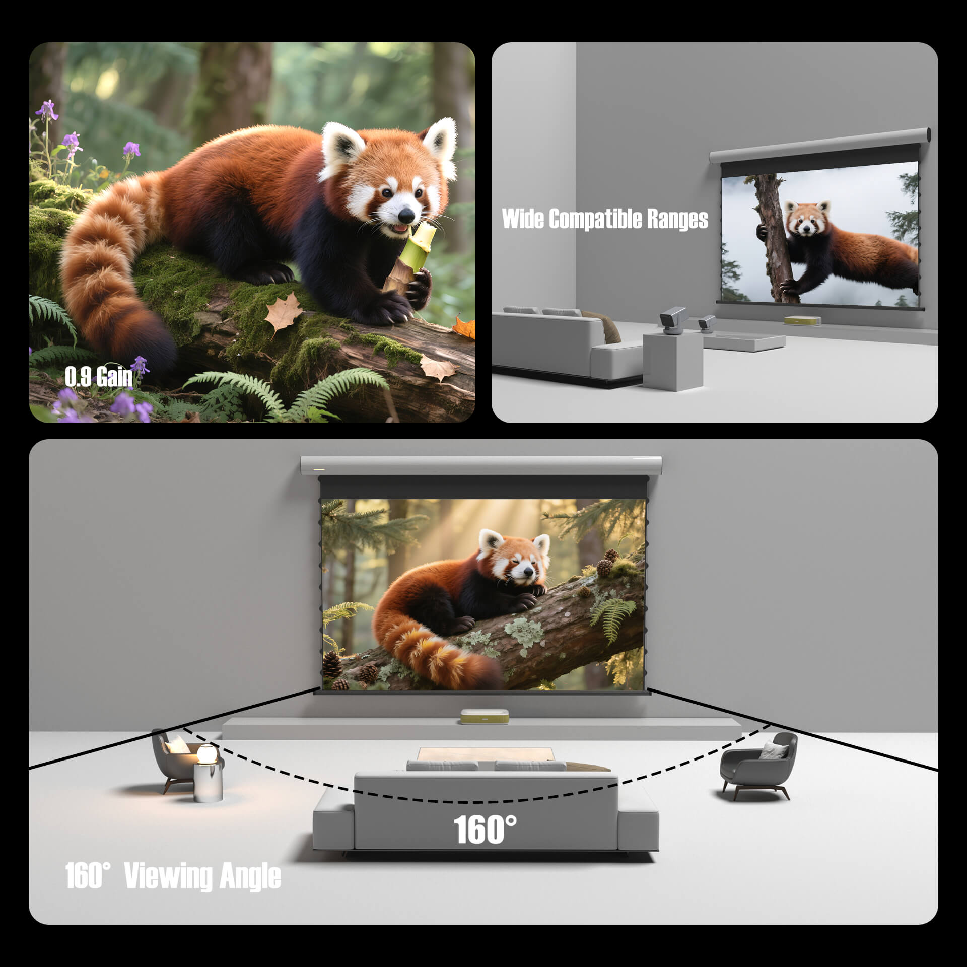 WUPRO Cinema FlowArc Smart Motorized Drop-Down Screen Soft Matte Grey