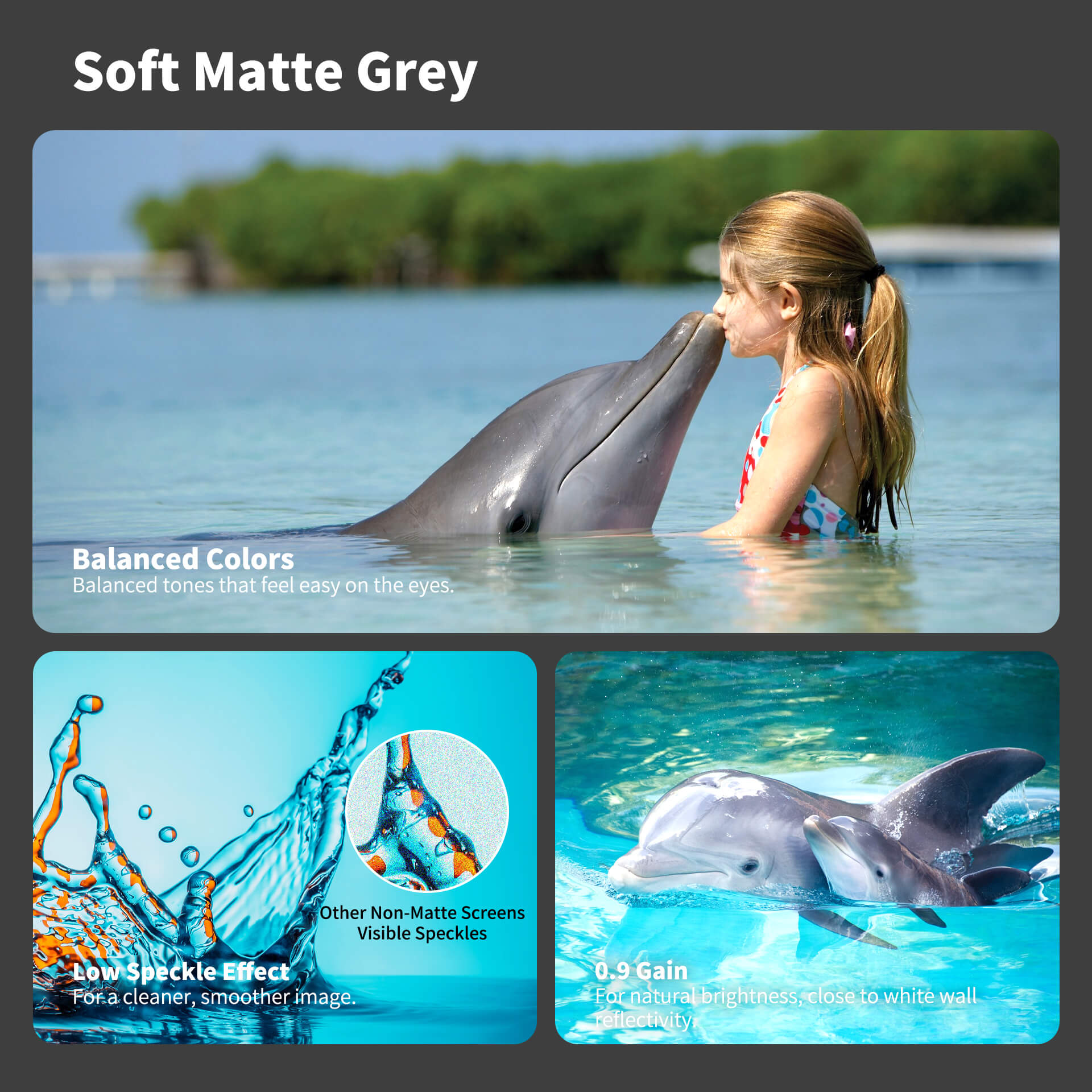 WUPRO Cinema Gallery Fixed Frame Screen Soft Matte Grey