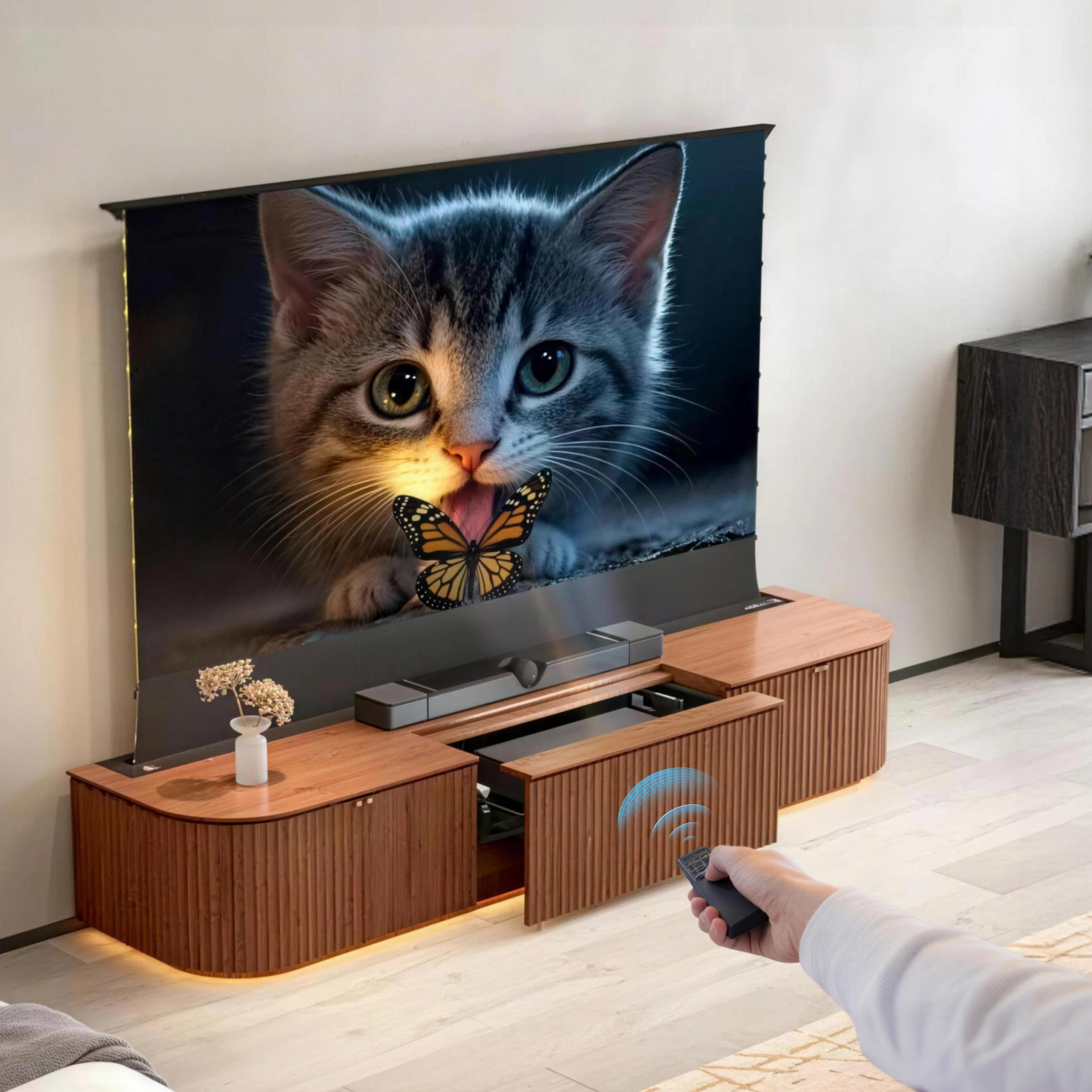 WUPRO Cinema MILO Invisible Ultra Short Throw Projector Laser TV Cabinet