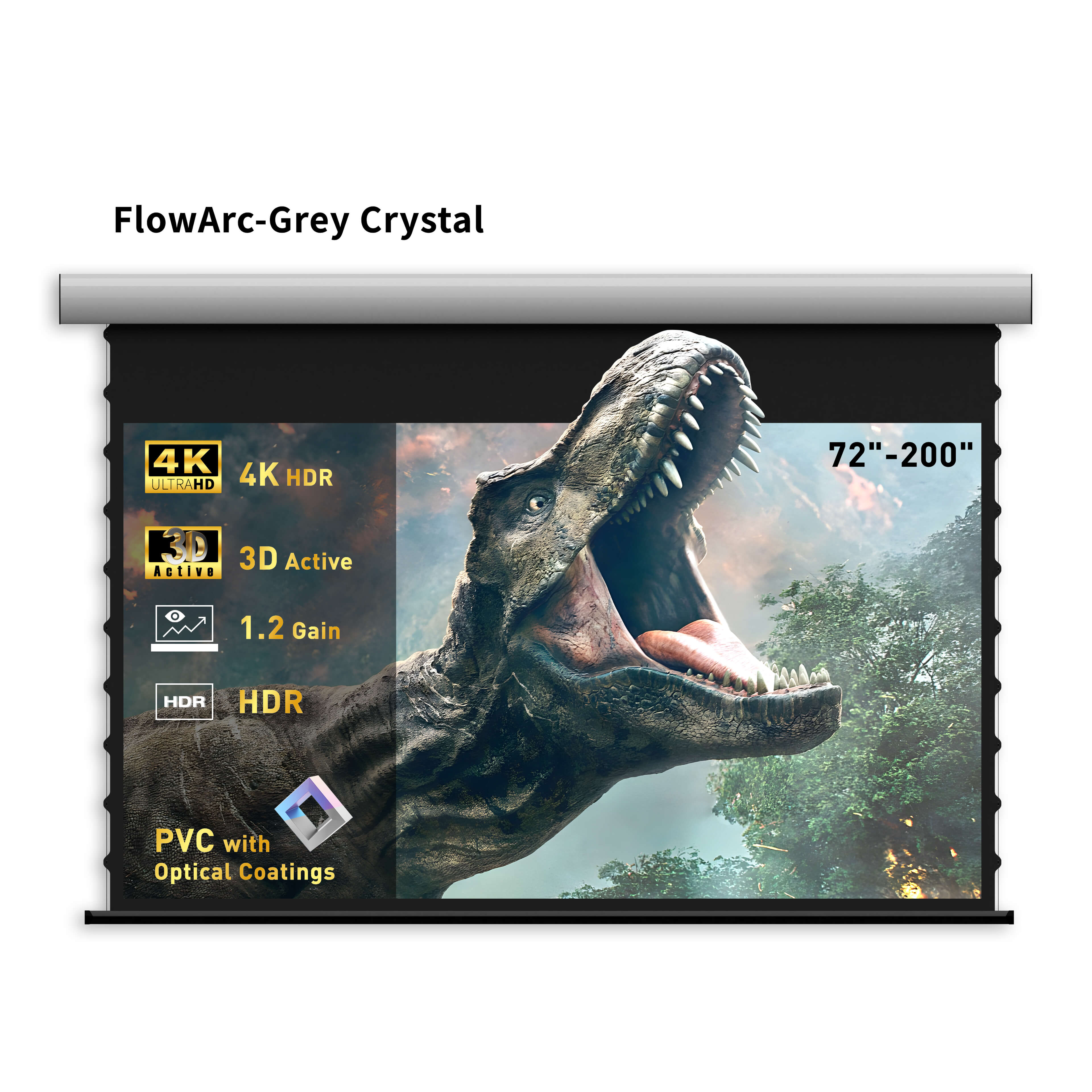 WUPRO Cinema FlowArc Smart Motorized Drop-Down Screen Grey Crystal