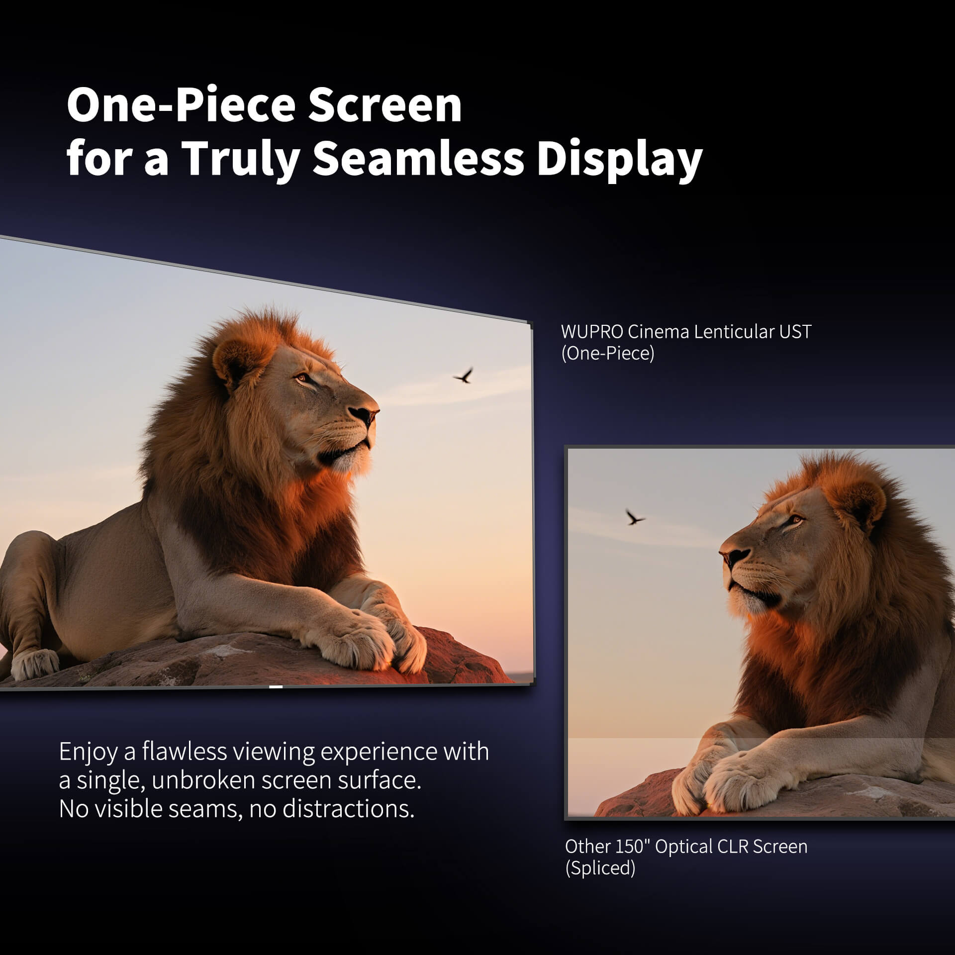 WUPRO Cinema 150" Gallery Series CLR Fixed Frame Screen Lenticular UST