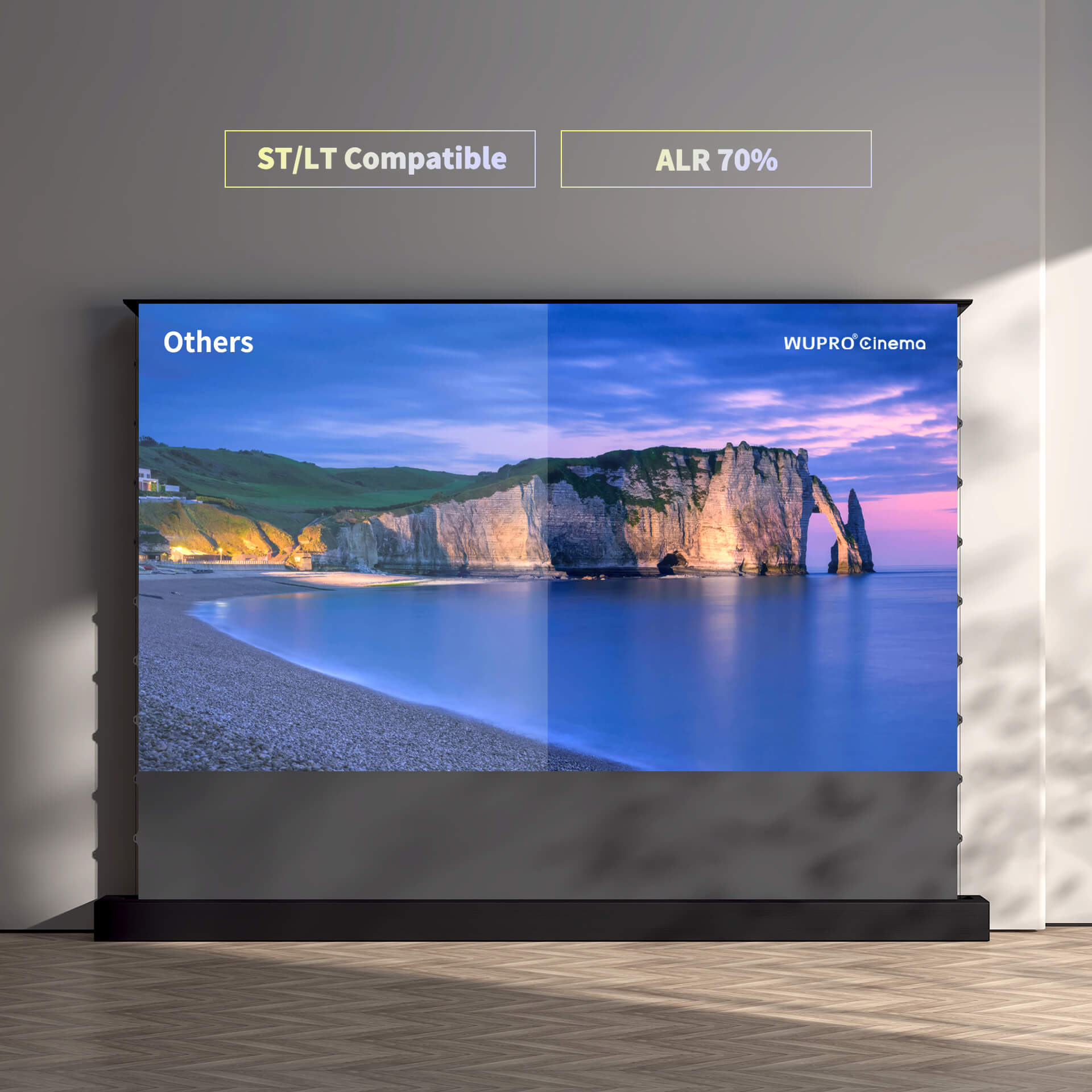 WUPRO Cinema LeApex ALR Smart Motorized Floor Rising Screen Black Crystal