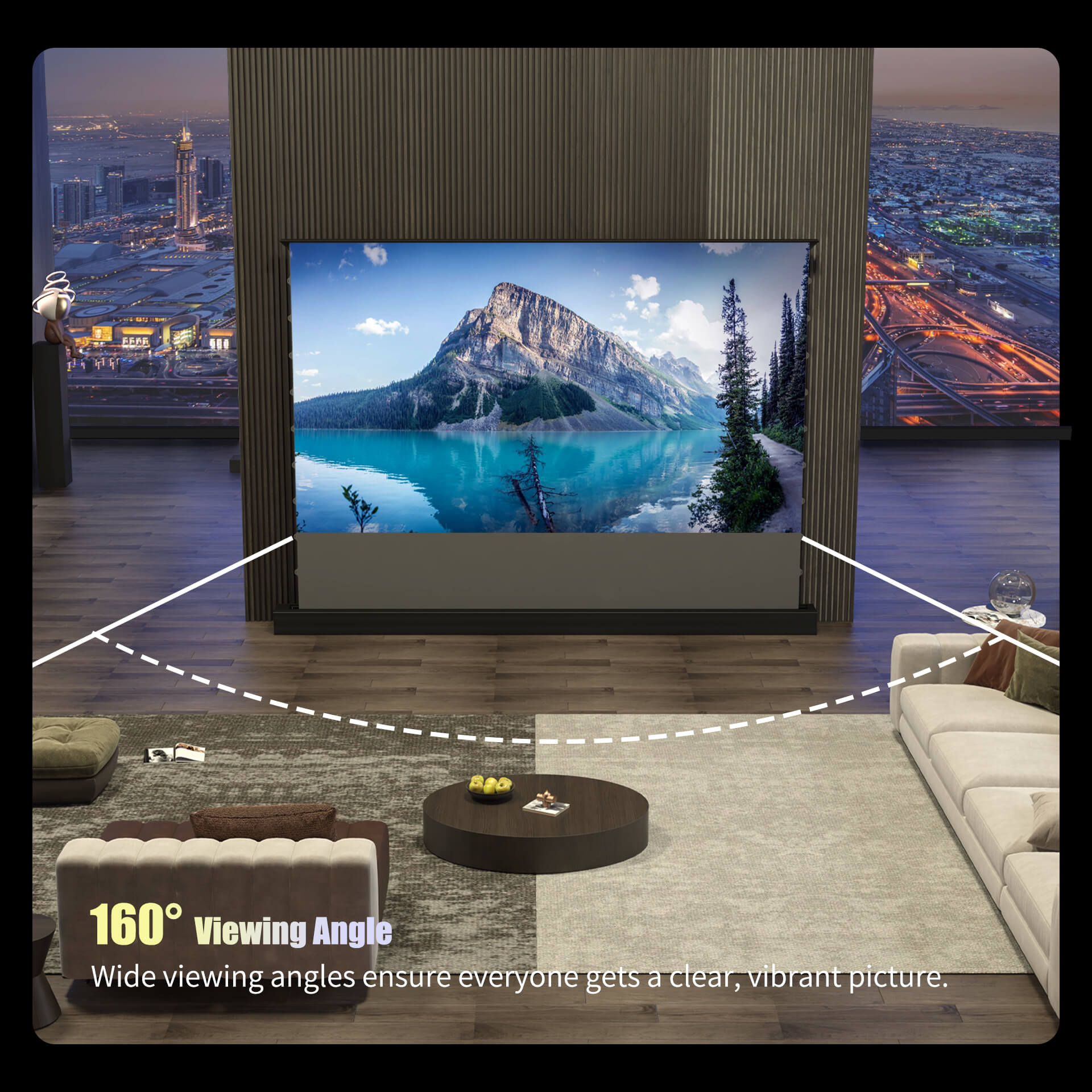 WUPRO Cinema LeApex Smart Motorized Floor Rising Screen Grey Crystal