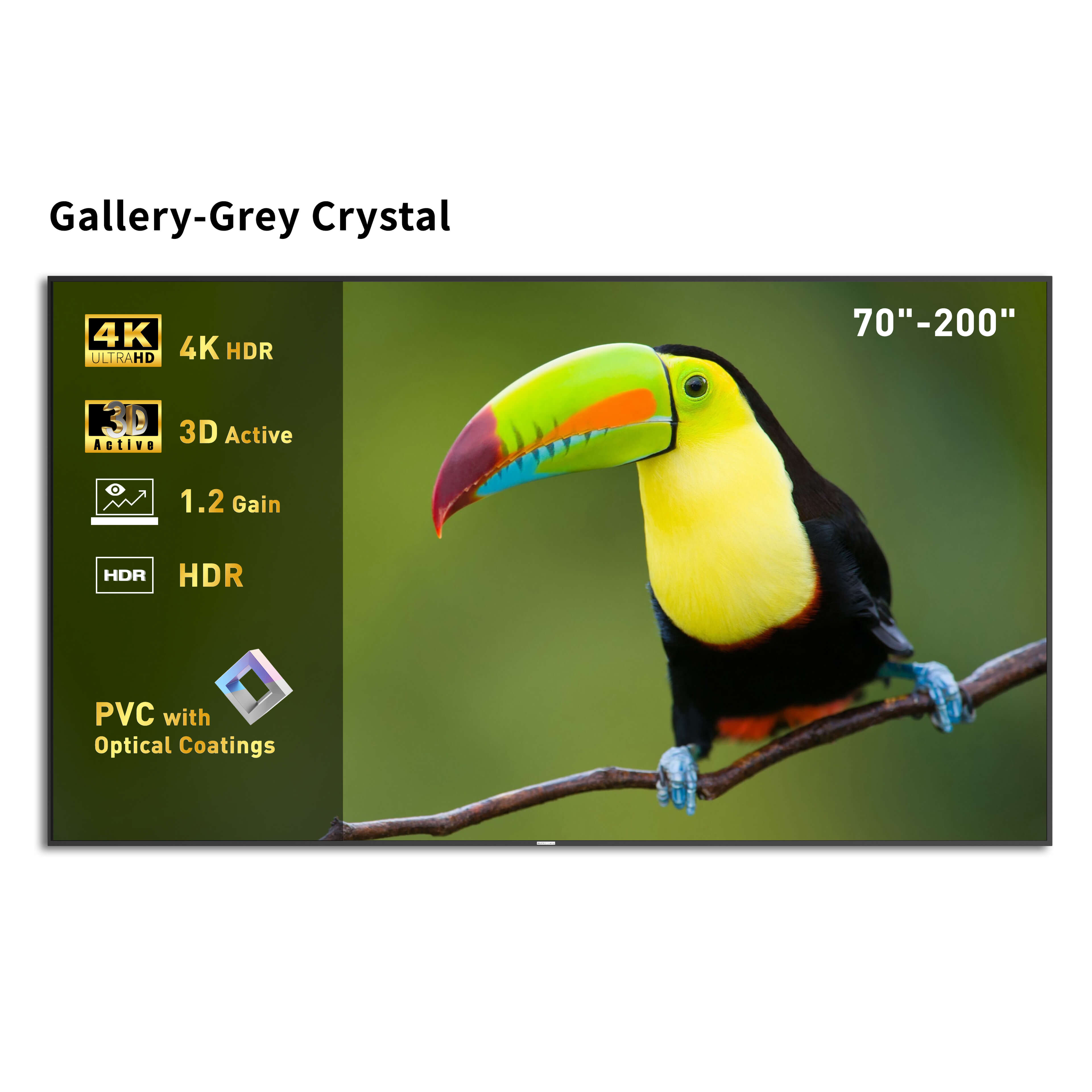 Écran de projection à cadre fixe WUPRO Cinema Gallery, gris Crystal