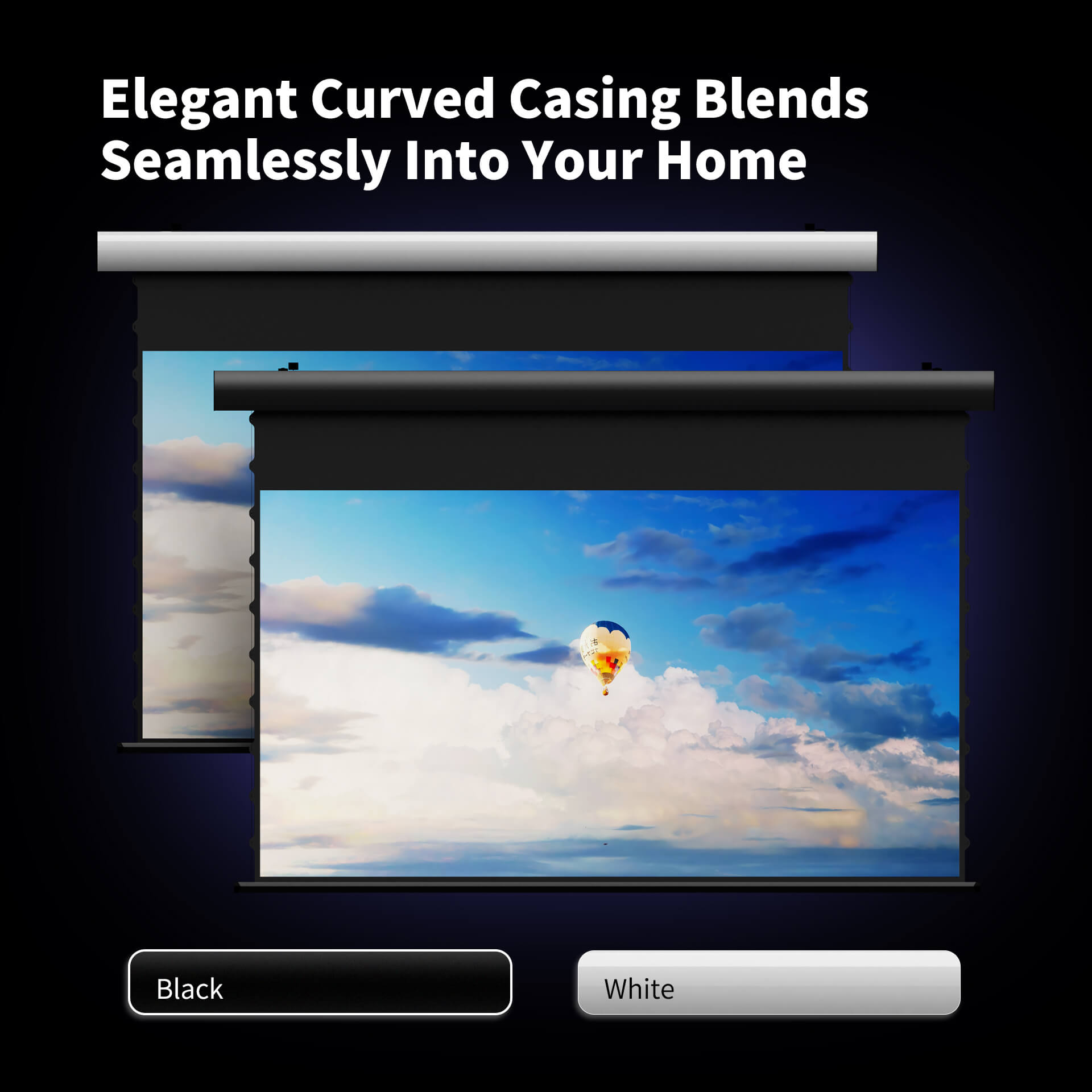 WUPRO Cinema FlowArc Écran motorisé à descente automatique, couleur Gris Crystal