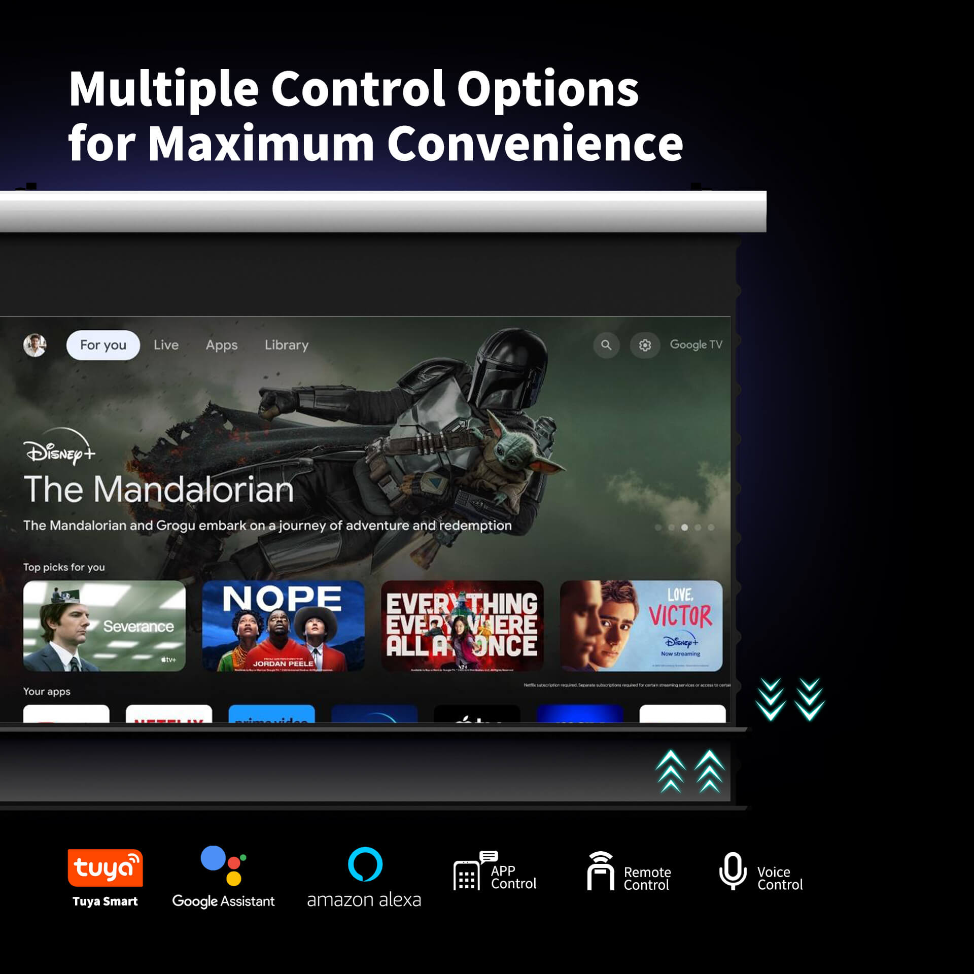 WUPRO Cinema FlowArc Smart Motorisierte Klappleinwand, weiches Mattweiß