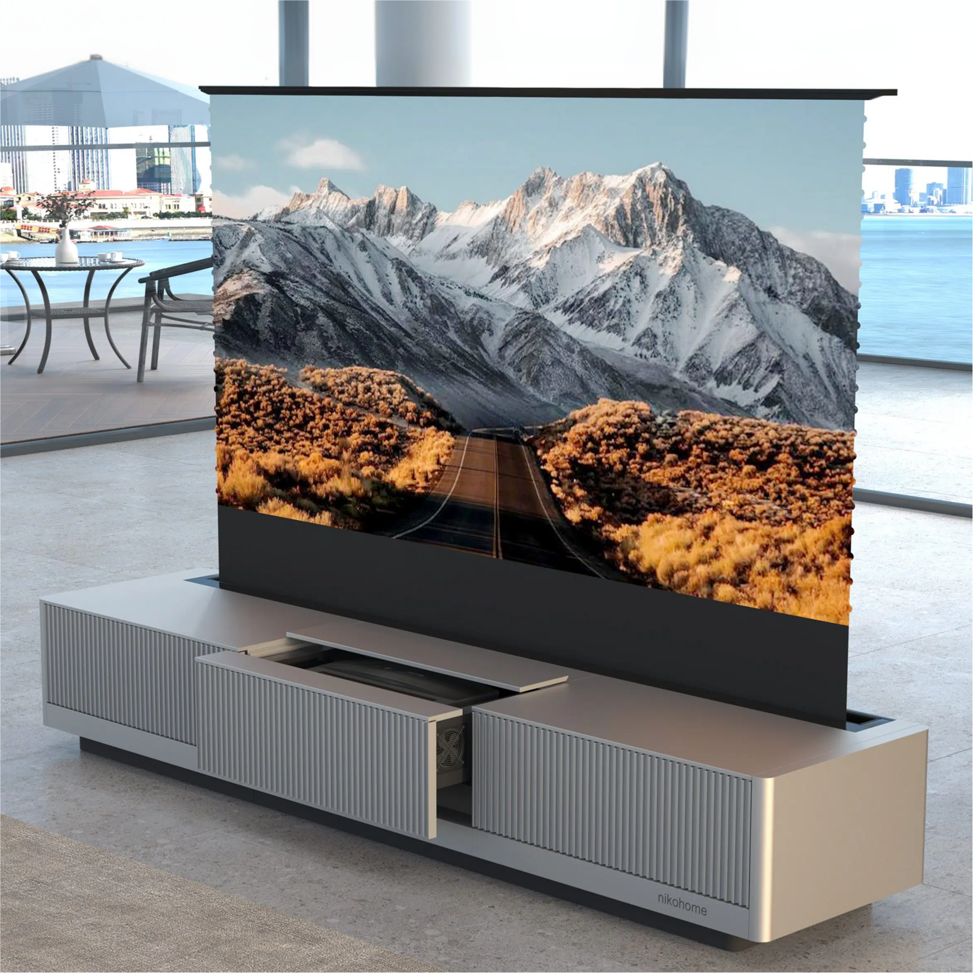 WUPRO Cinema SILVERFOX Invisible Ultra Short Throw Projector Laser TV Cabinet