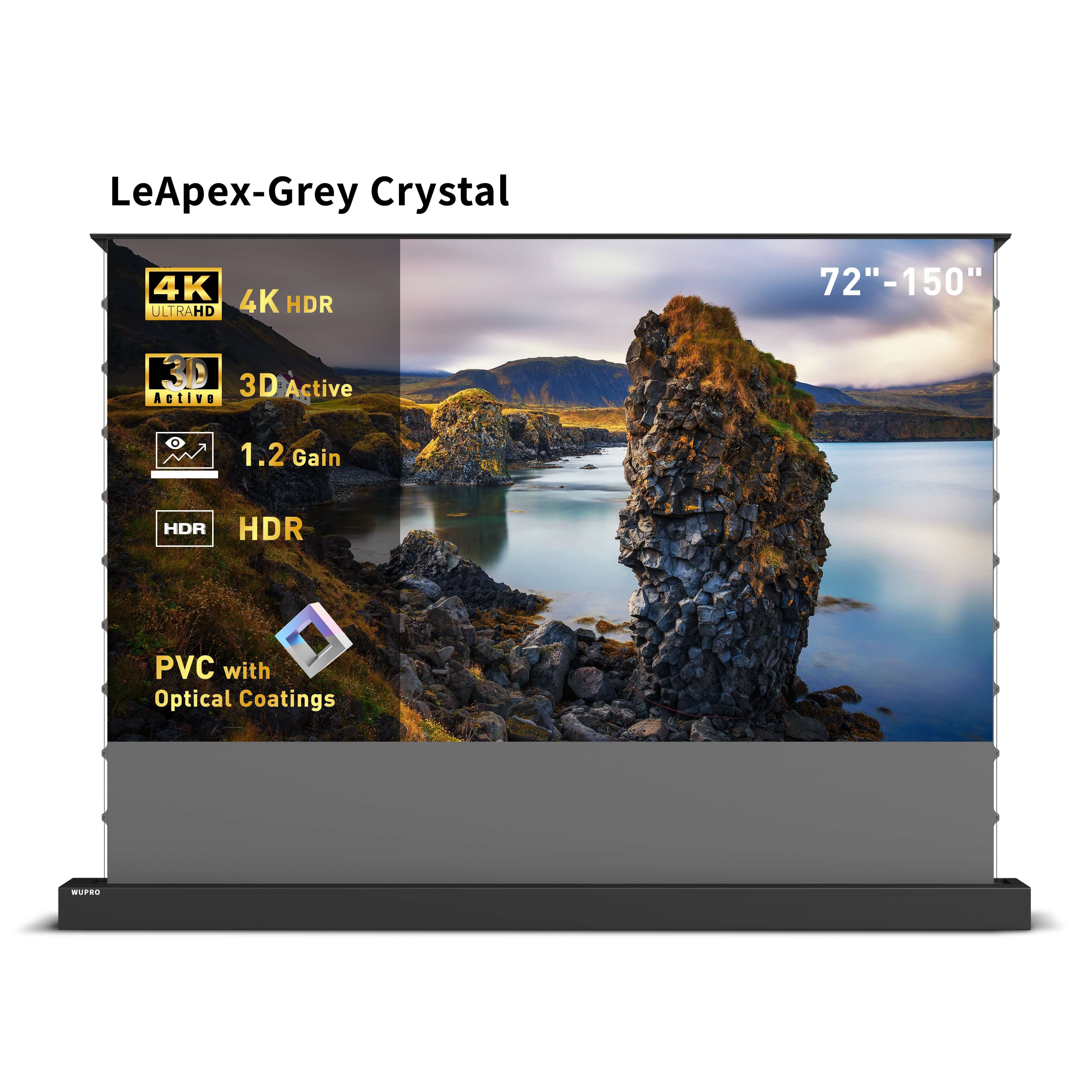 WUPRO Cinema LeApex Smart Motorized Floor Rising Screen Grey Crystal