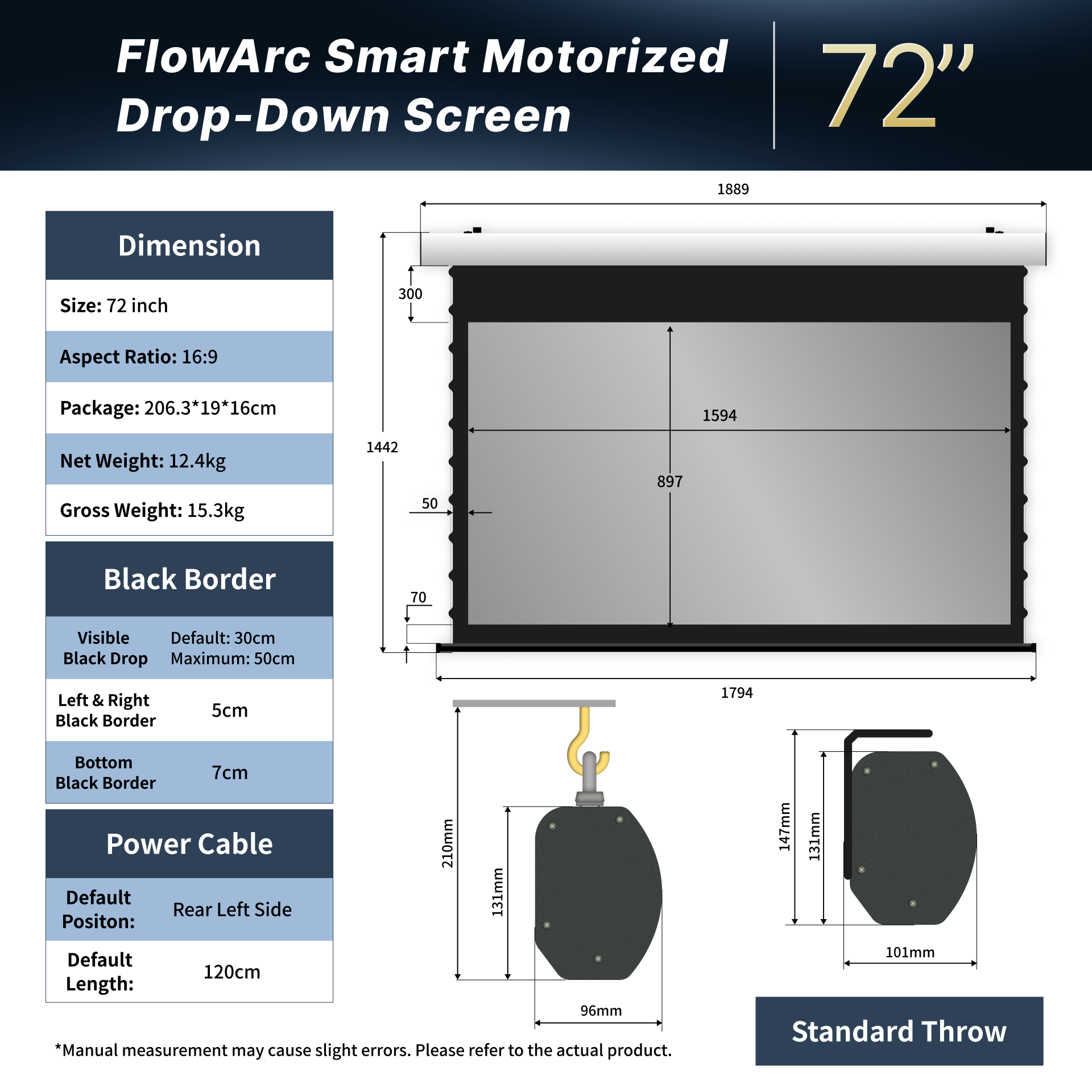 WUPRO Cinema FlowArc ALR Écran motorisé rétractable intelligent, Black Crystal