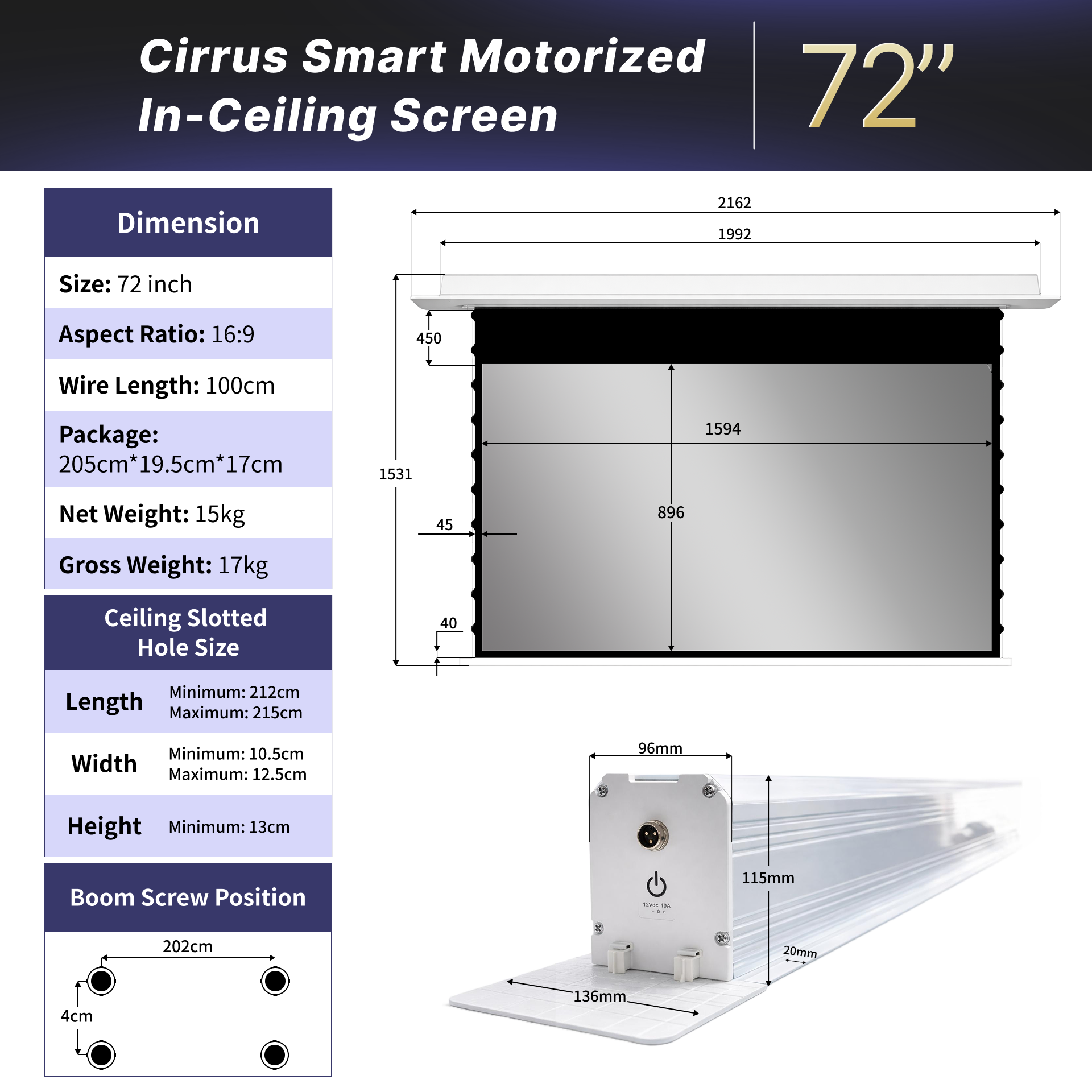 WUPRO Cinema FlowArc ALR Smart Motorisierte Drop-Down-Leinwand Schwarzer Kristall