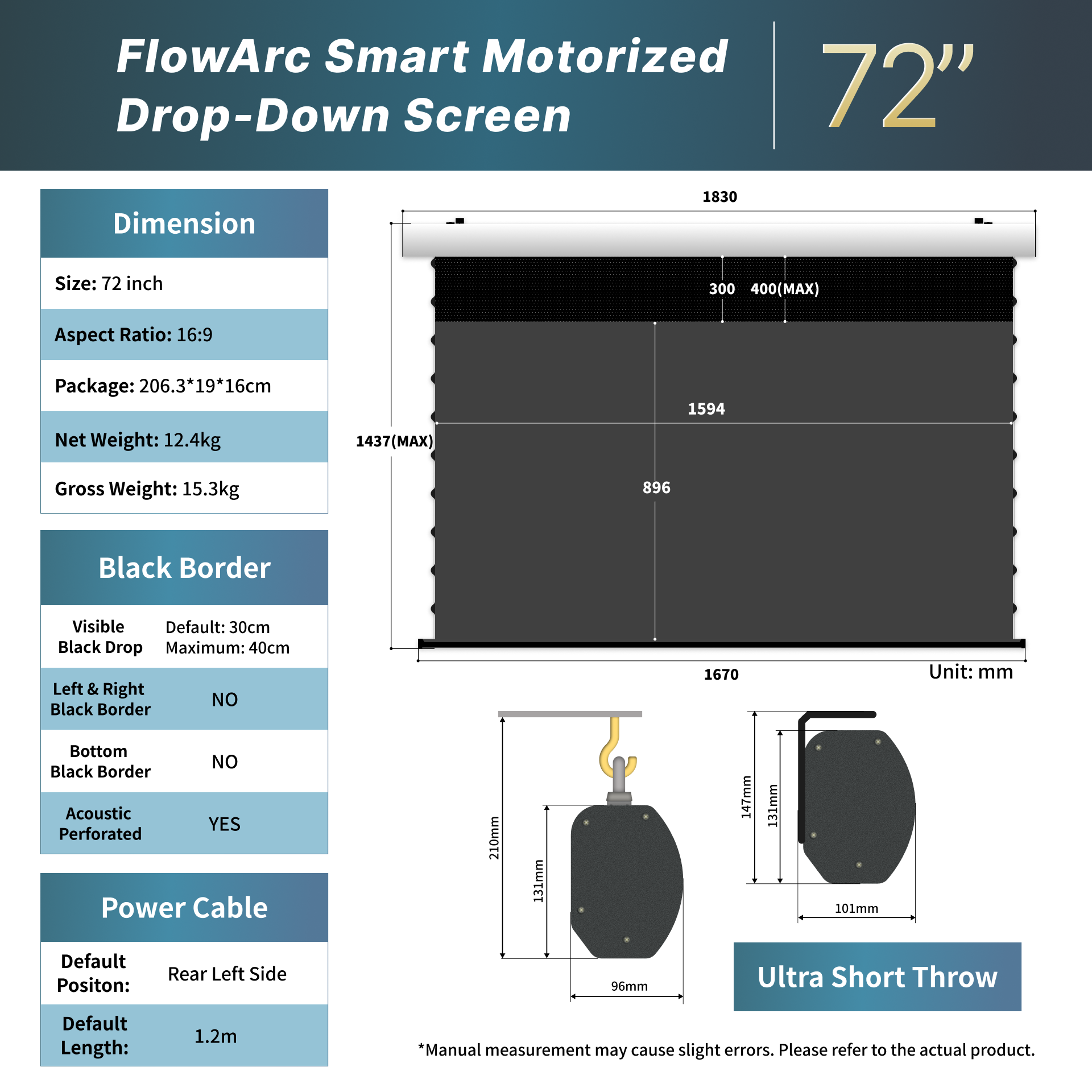 WUPRO Cinema FlowArc CLR Smart Motorized Drop-Down Screen CBSP