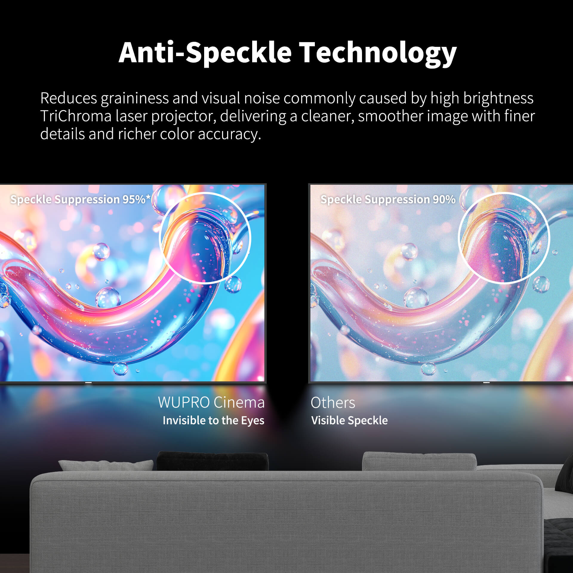 WUPRO Cinema Gallery Series CLR Anti-Speckle Fixed Frame Screen Lenticular LT