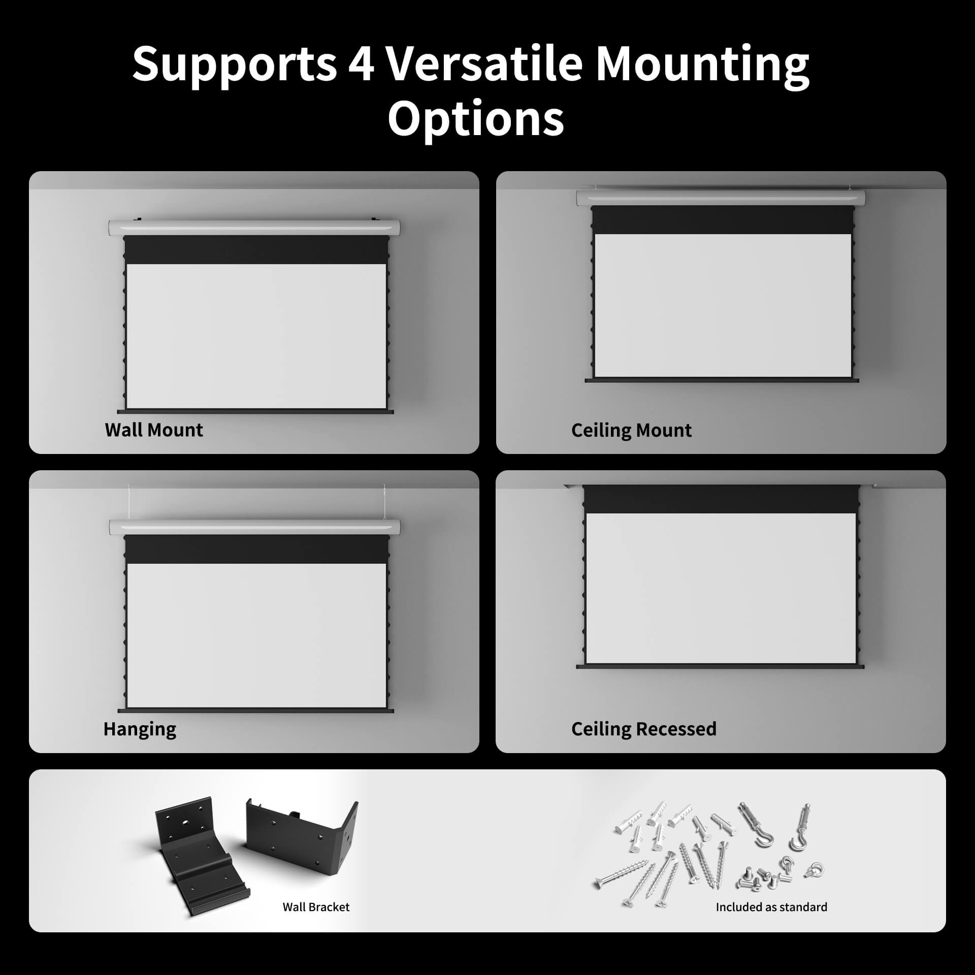 WUPRO Cinema FlowArc Smart Motorized Drop-Down Screen Soft Matte White