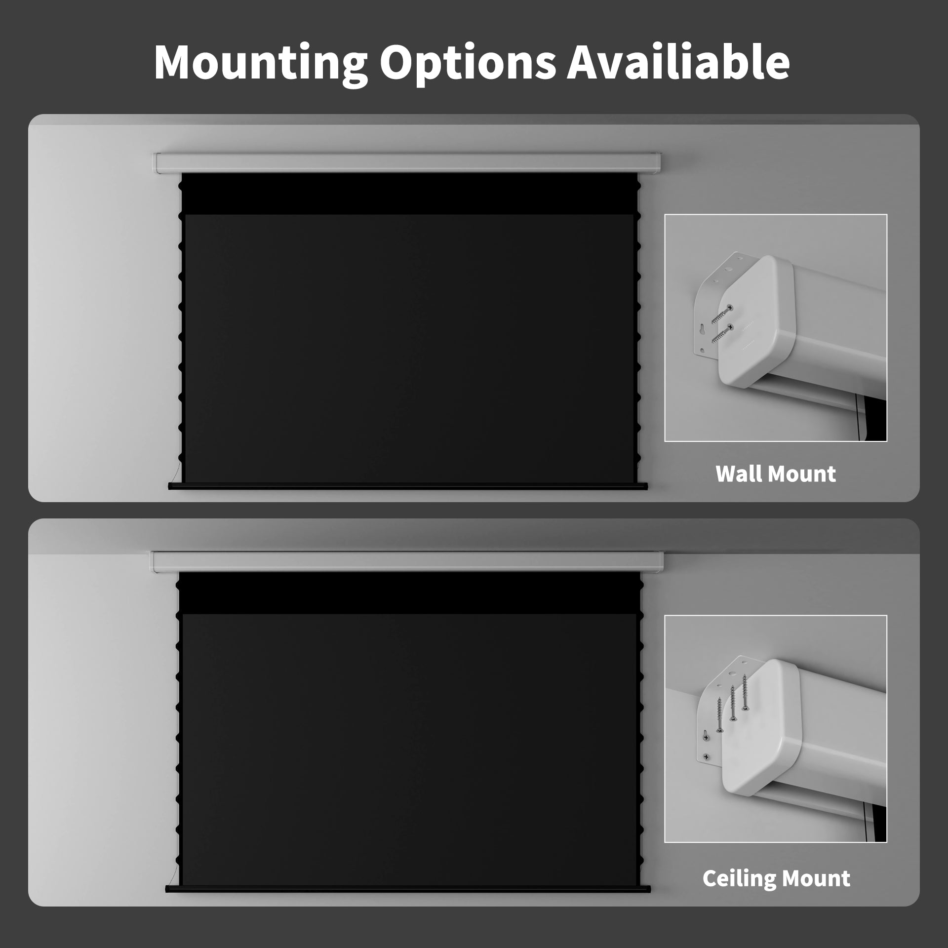 WUPRO Cinema QuadraArc ALR Smart Motorized Drop-Down Screen Black Crystal