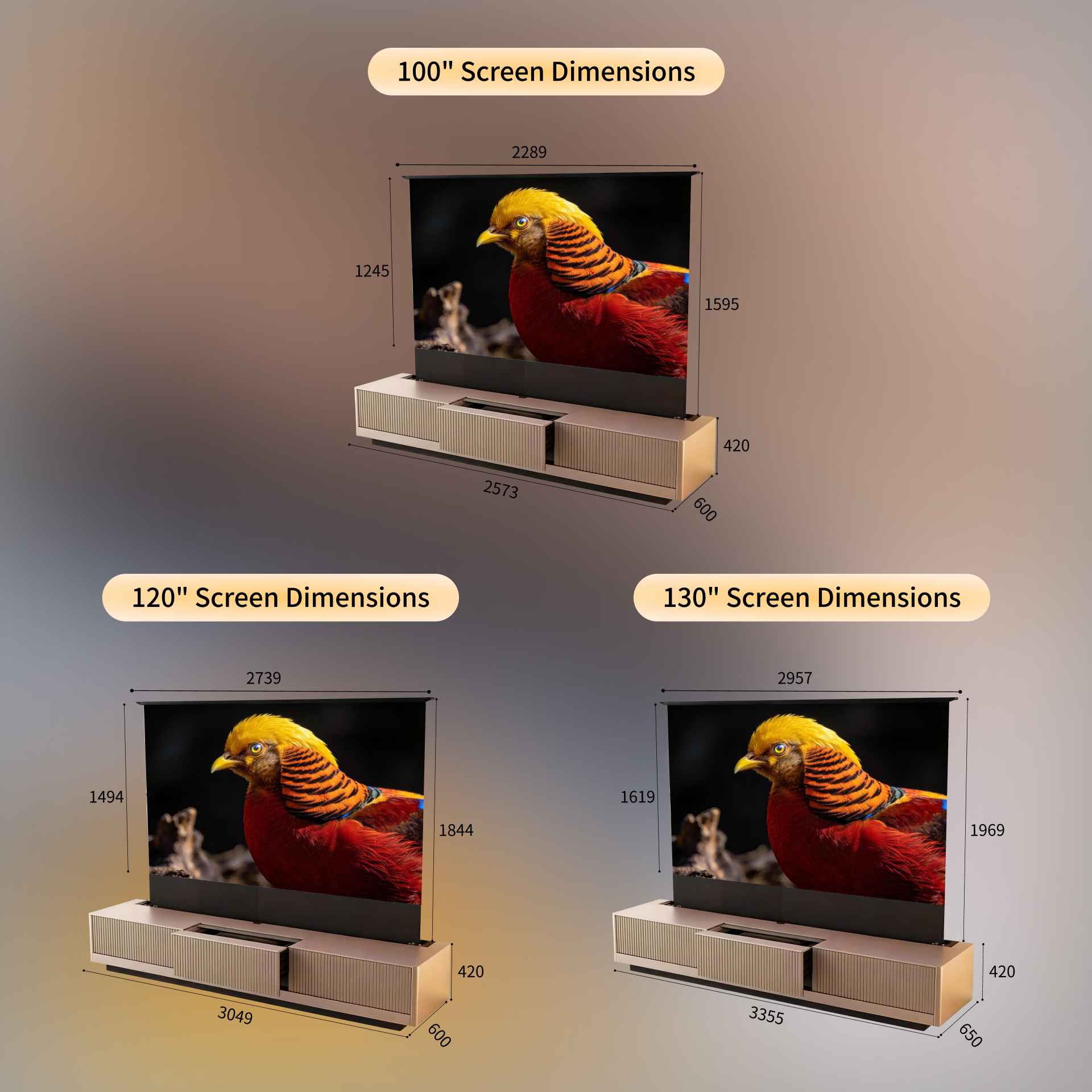 WUPRO Cinema SILVERFOX Invisible Ultra Short Throw Projector Laser TV Cabinet