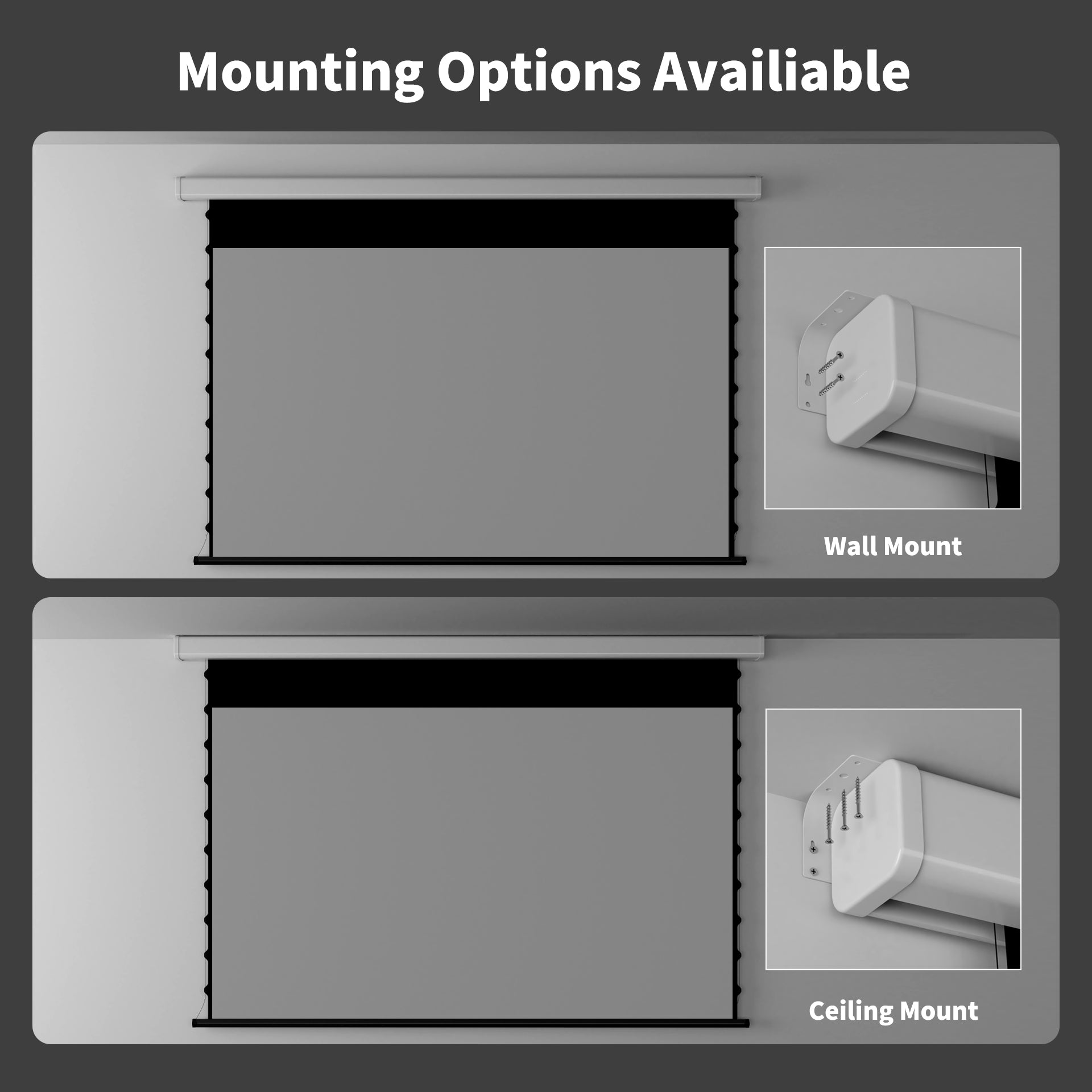 WUPRO Cinema QuadraArc Smart Motorized Drop-Down Screen Soft Matte Grey