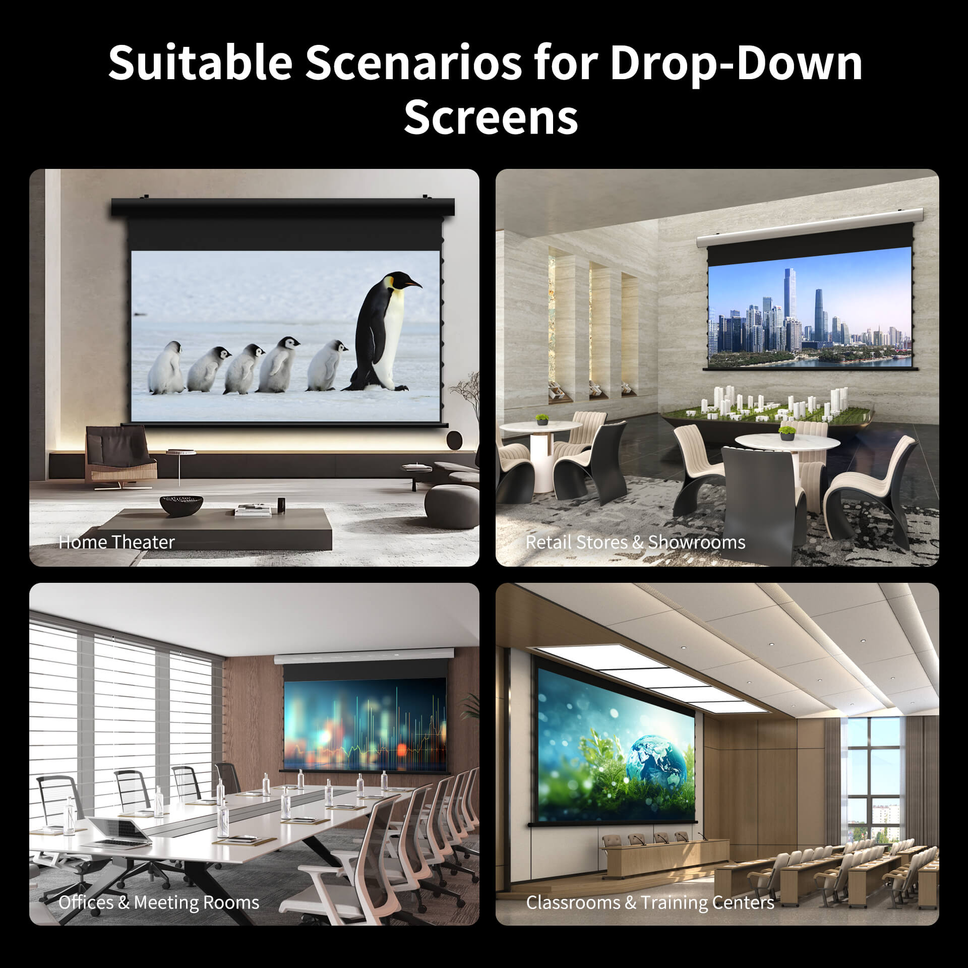 WUPRO Cinema FlowArc Smart Motorized Drop-Down Screen Soft Matte White