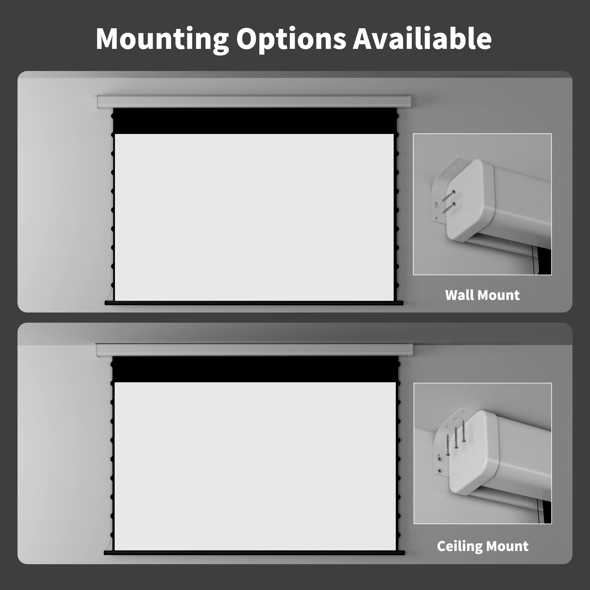 WUPRO Cinema QuadraArc Smart Motorized Drop-Down Screen Soft Matte White