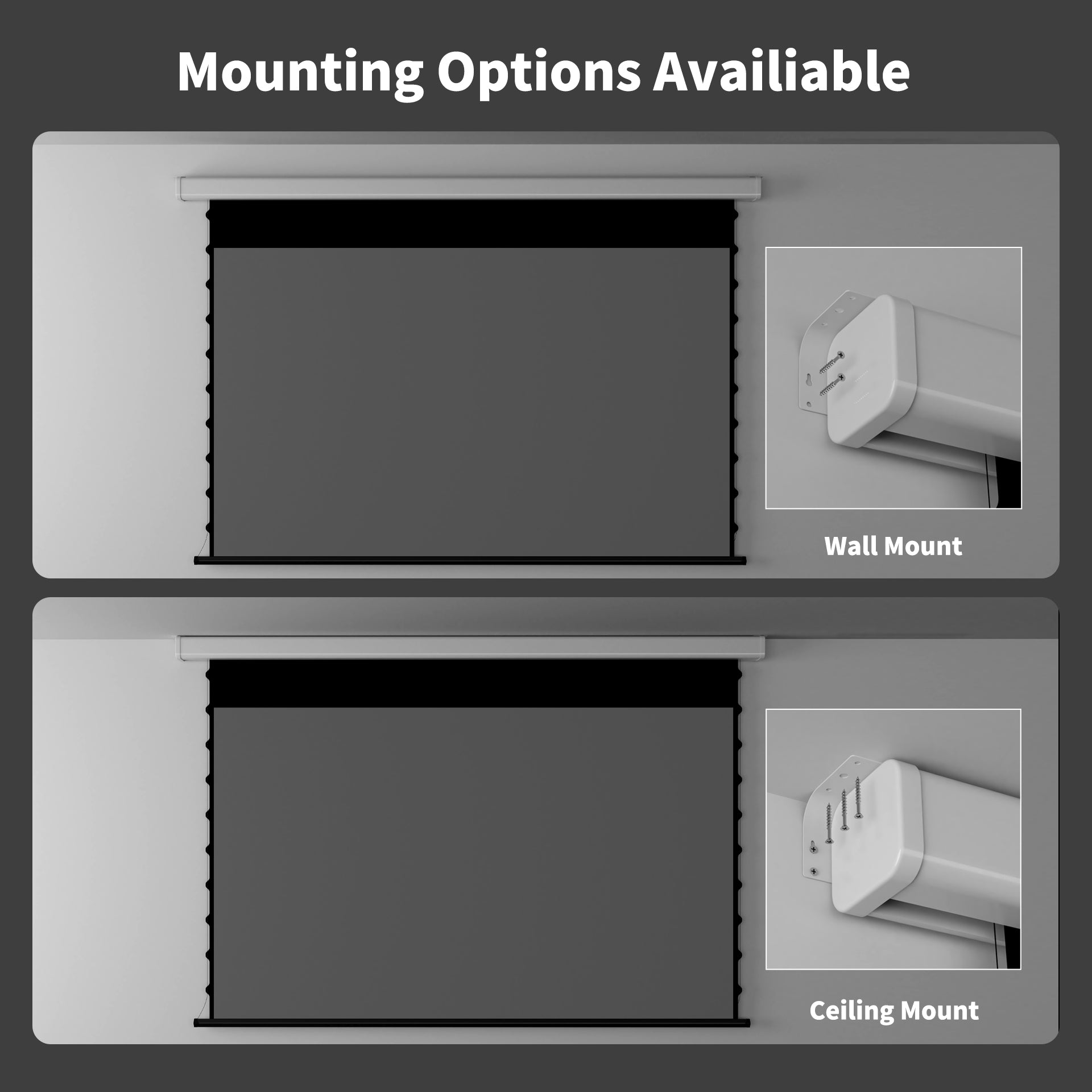 WUPRO Cinema QuadraArc Smart Motorized Drop-Down Screen Grey Crystal