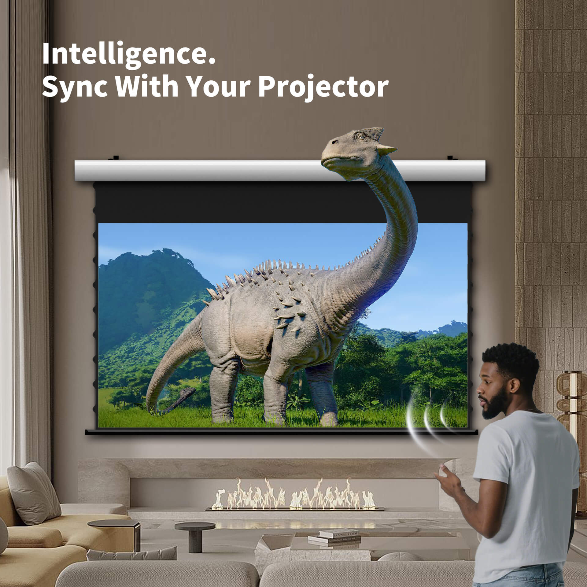 WUPRO Cinema FlowArc Smart Motorized Drop-Down Screen Grey Crystal