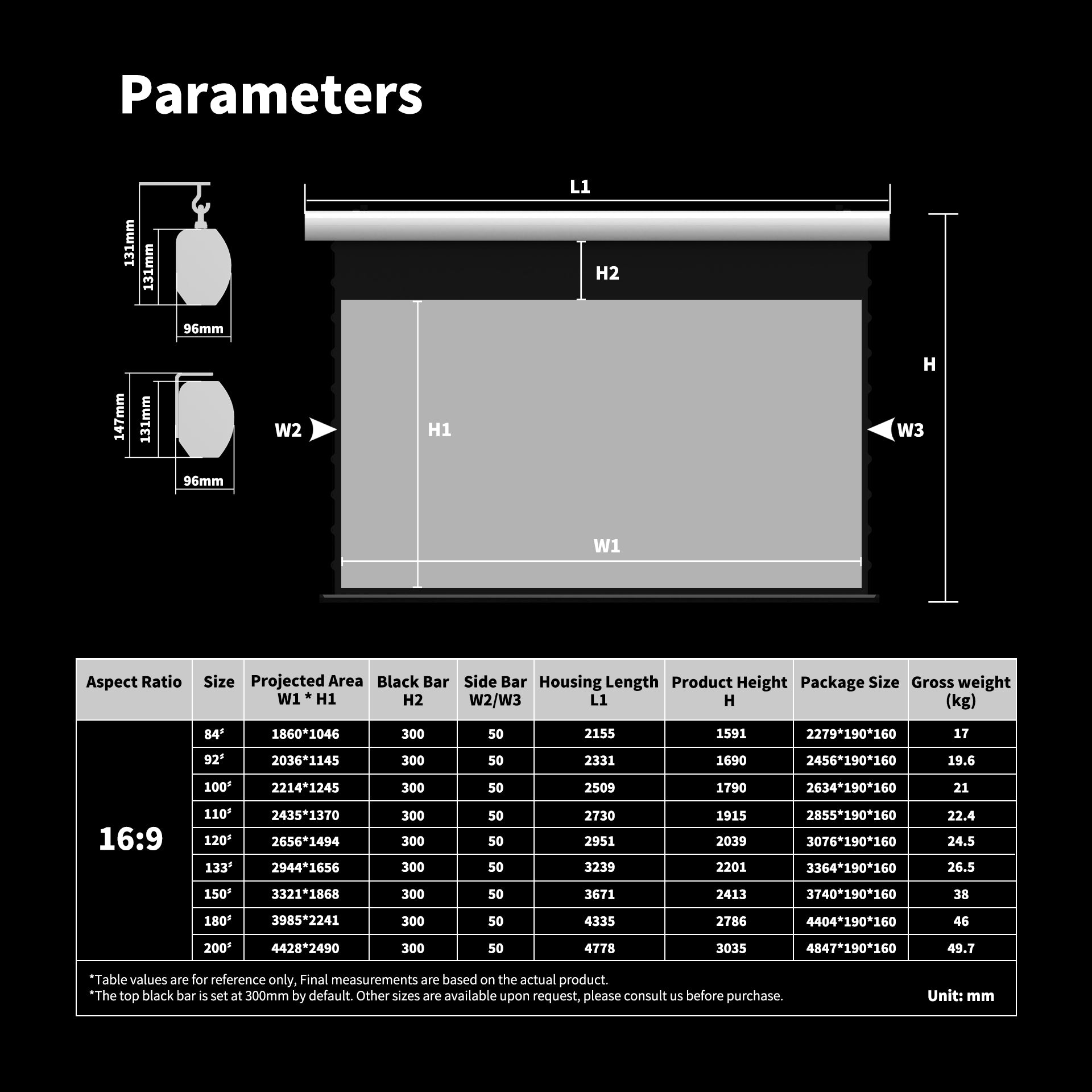 WUPRO Cinema FlowArc Smart Motorized Drop-Down Screen Soft Matte Grey