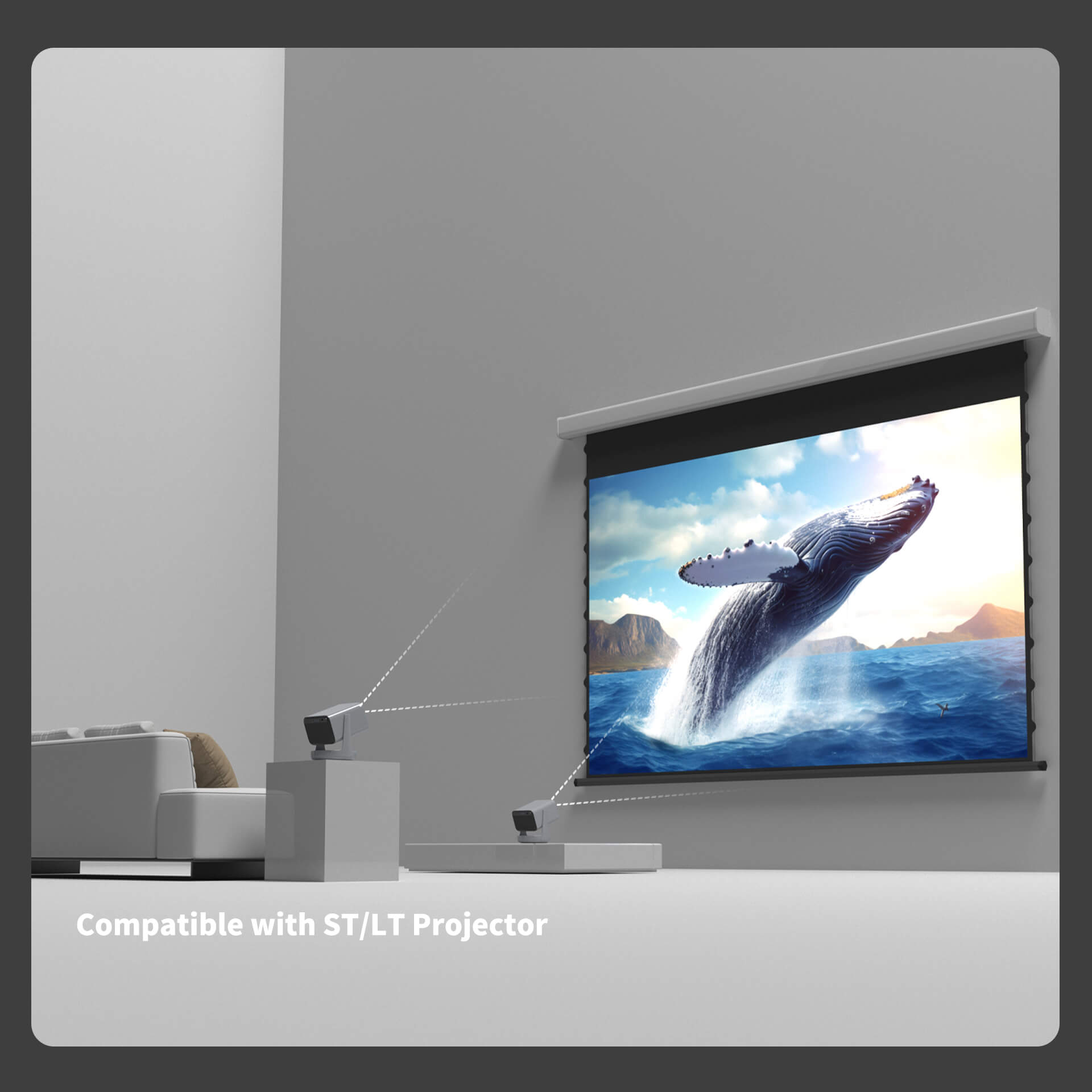 WUPRO Cinema QuadraArc Smart Motorized Drop-Down Screen Grey Crystal