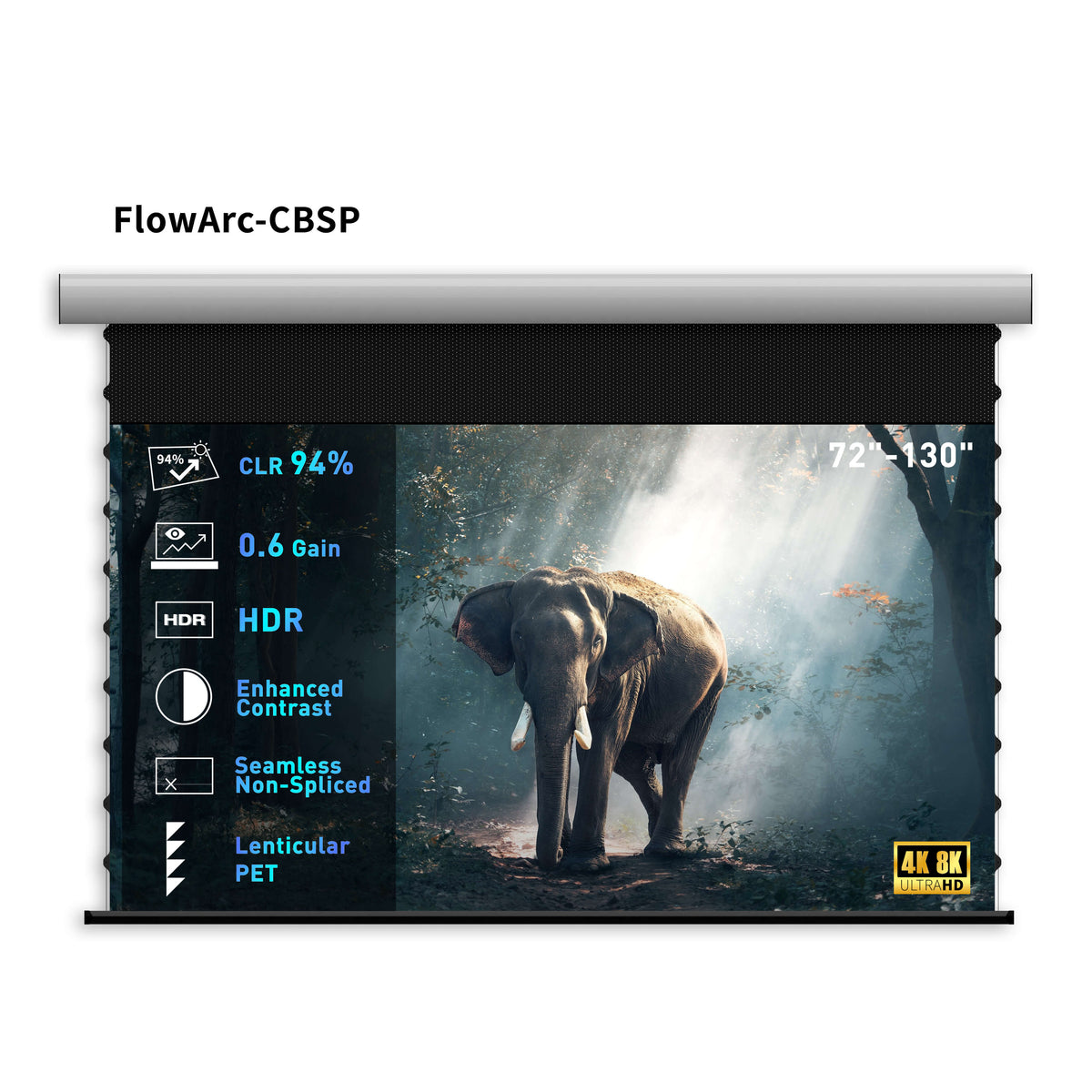 Tela de projeção retrátil motorizada inteligente WUPRO Cinema FlowArc CLR CBSP