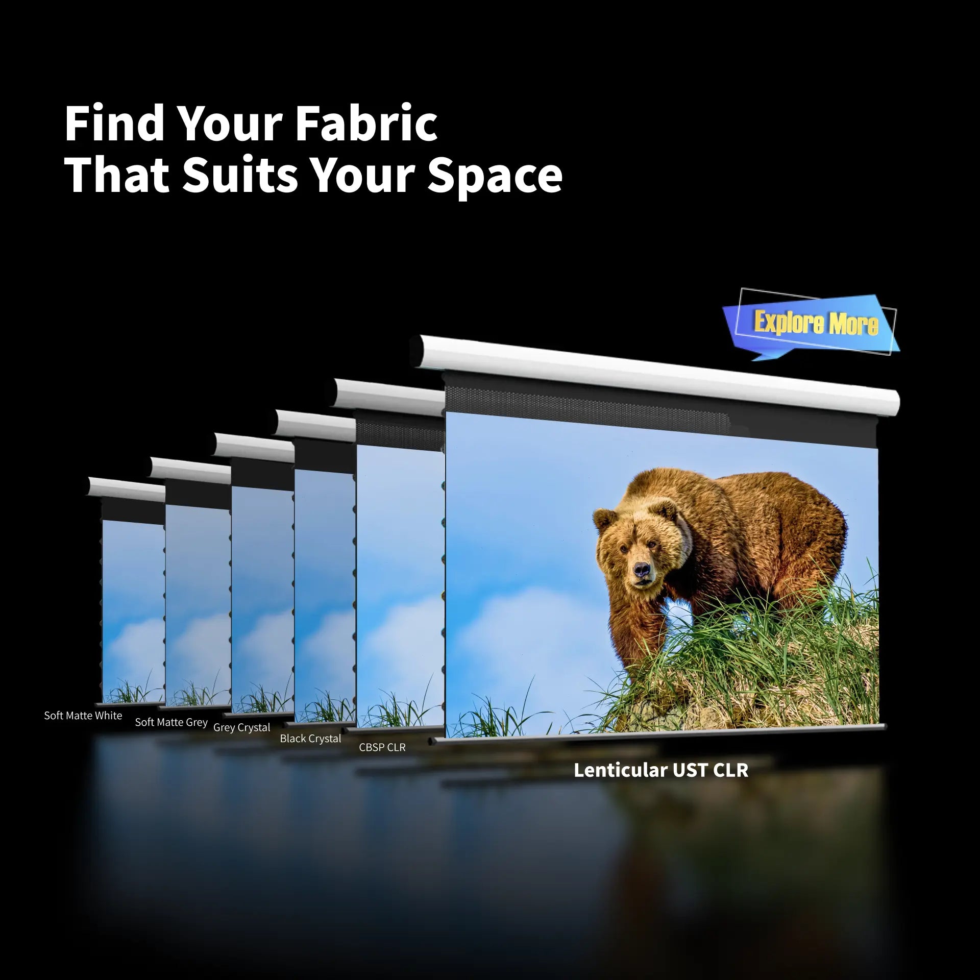 FlowArc Lenticular UST CLR ALR screen material options