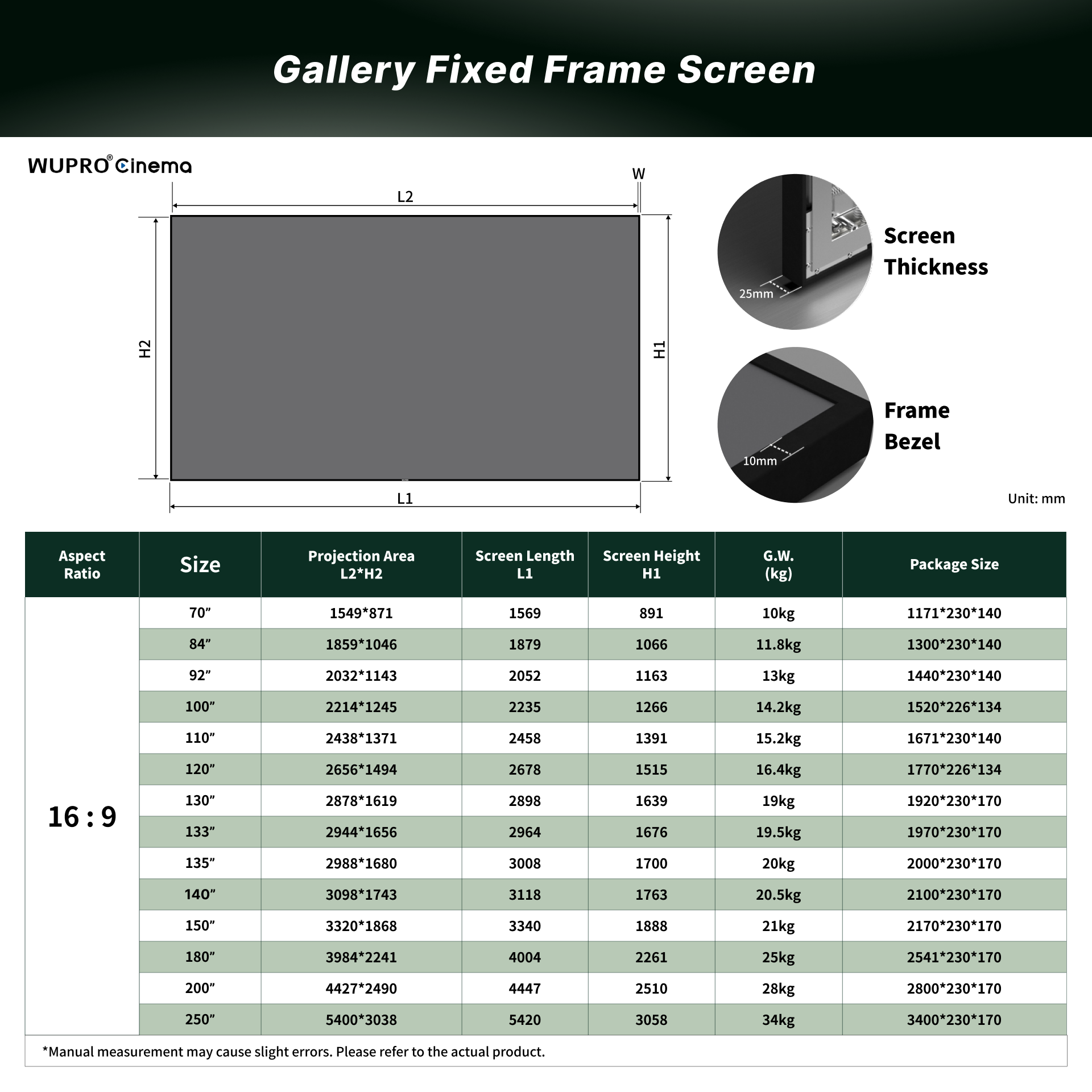 WUPRO Cinema Gallery Anti-Speckle Fixed Frame Screen Woven Acoustically Transparent
