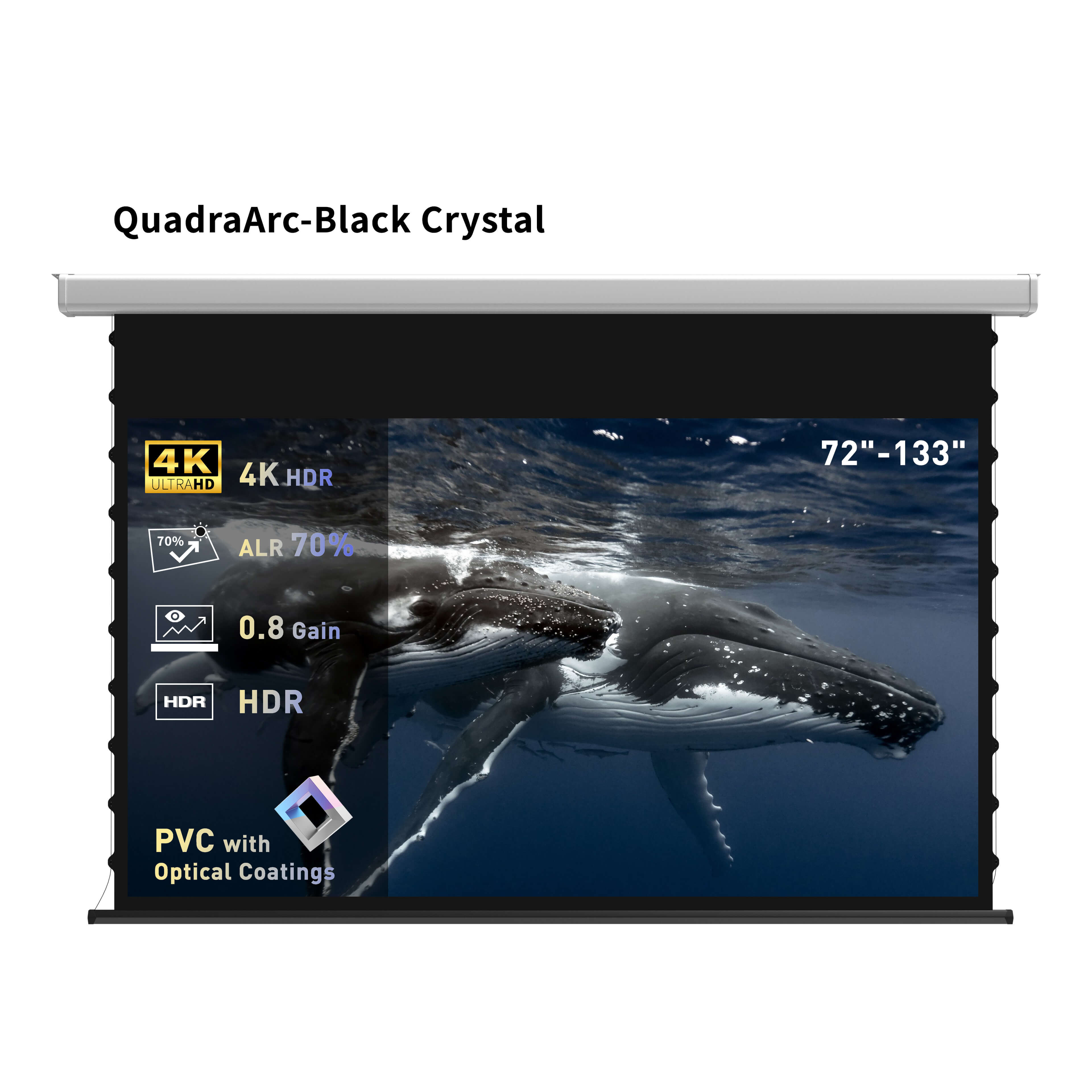 WUPRO Cinema QuadraArc ALR Smart Motorisierte Drop-Down-Leinwand Schwarzer Kristall