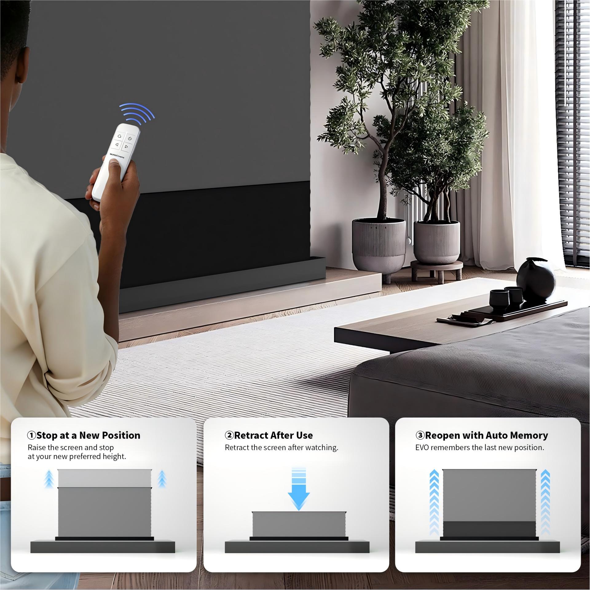 (PRE ORDER) WUPRO Cinema LeApex EVO CLR Smart Motorized Floor Rising Screen CBSP