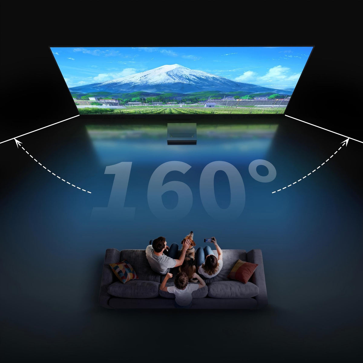 WUPRO CBSP fixed frame projector screen offering wide 160 degree viewing