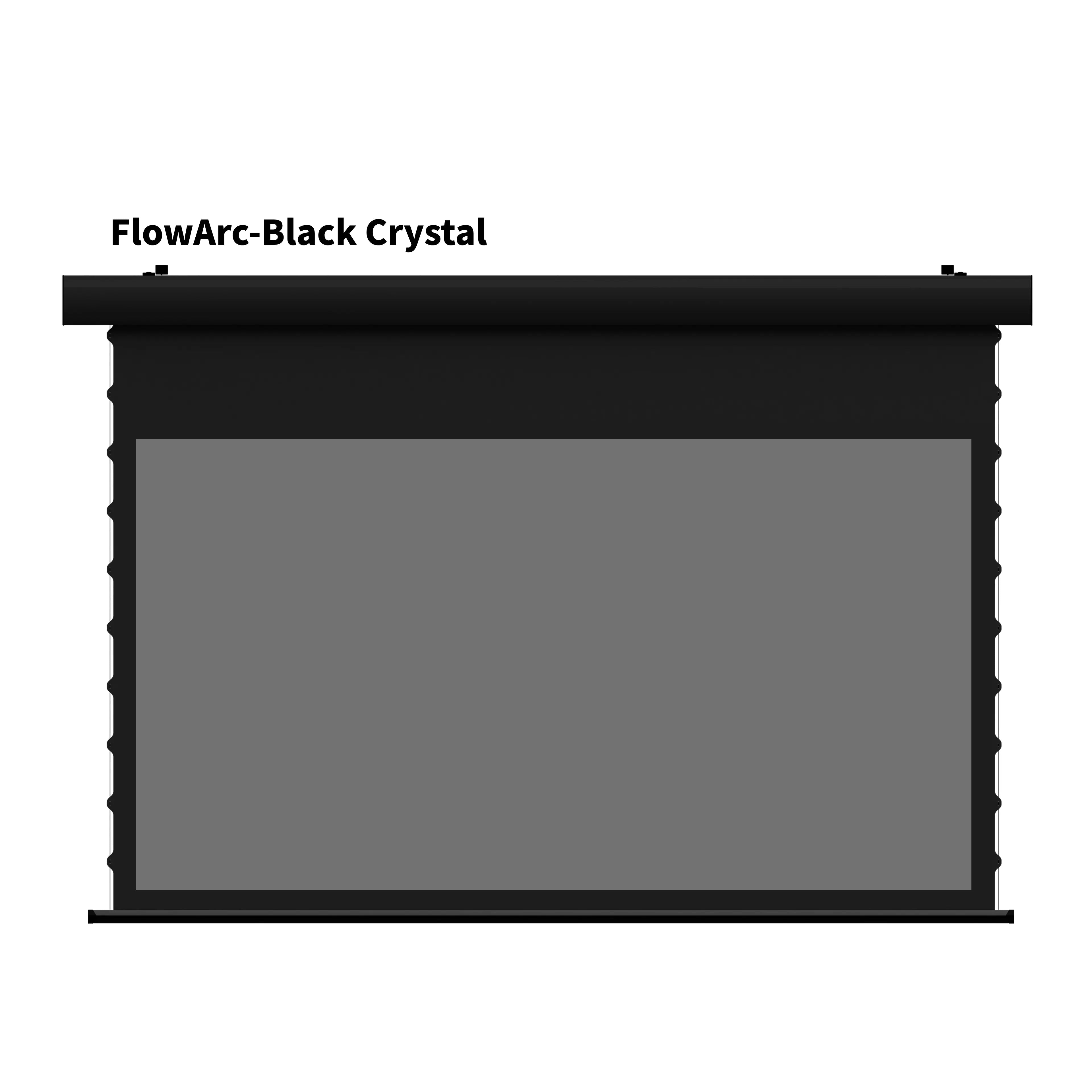 WUPRO FlowArc Motorized Drop Down Screen with Black Housing and Black Crystal Screen Material