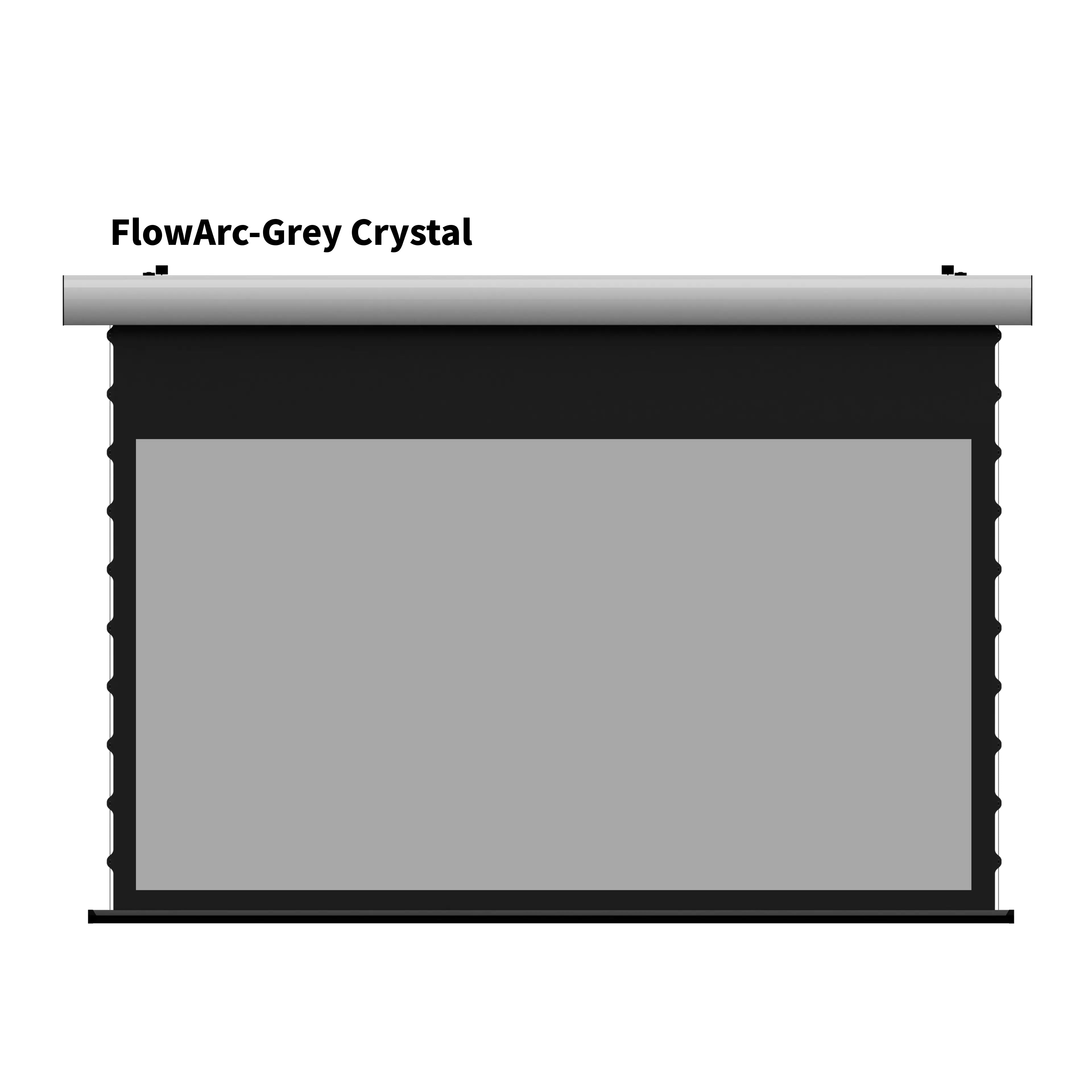 WUPRO FlowArc Motorized Drop Down Screen with White Housing and Grey Crystal Screen Material