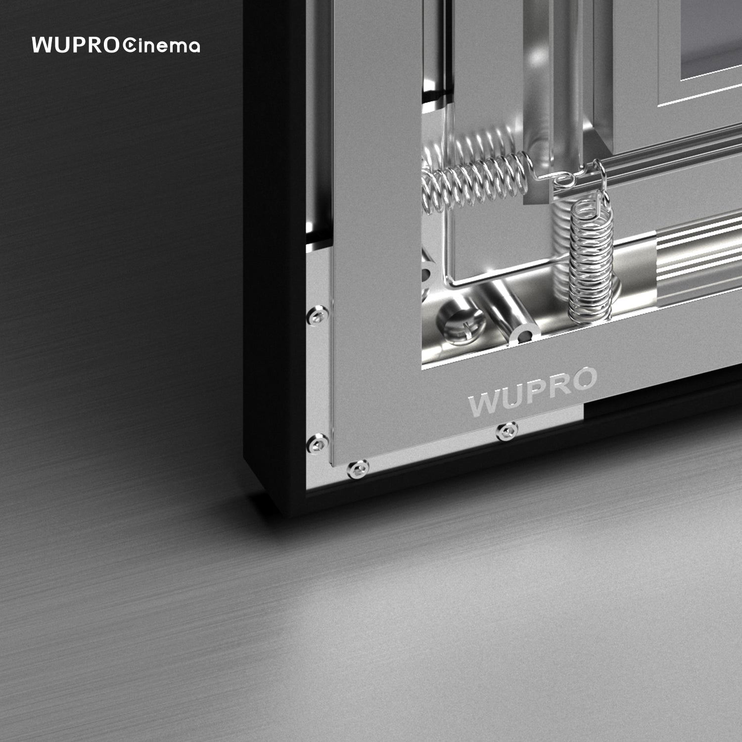 WUPRO Gallery fixed frame screen aluminum frame structure for stability, Rear structure detail of WUPRO Gallery fixed frame projection screen