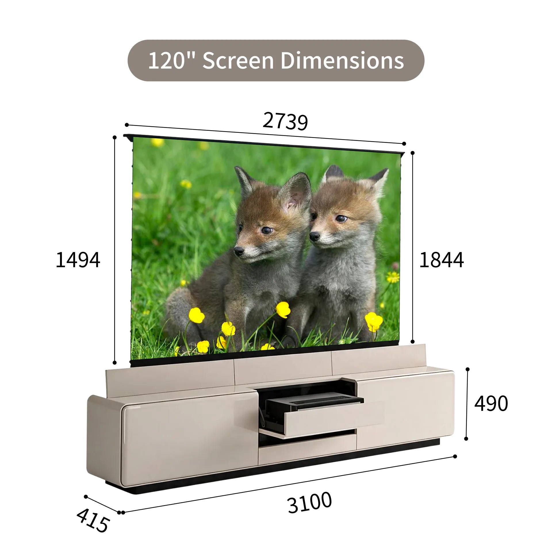 WUPRO Cinema MOONLIGHT Flip Open Invisible Ultra Short Throw Projector Laser TV Cabinet