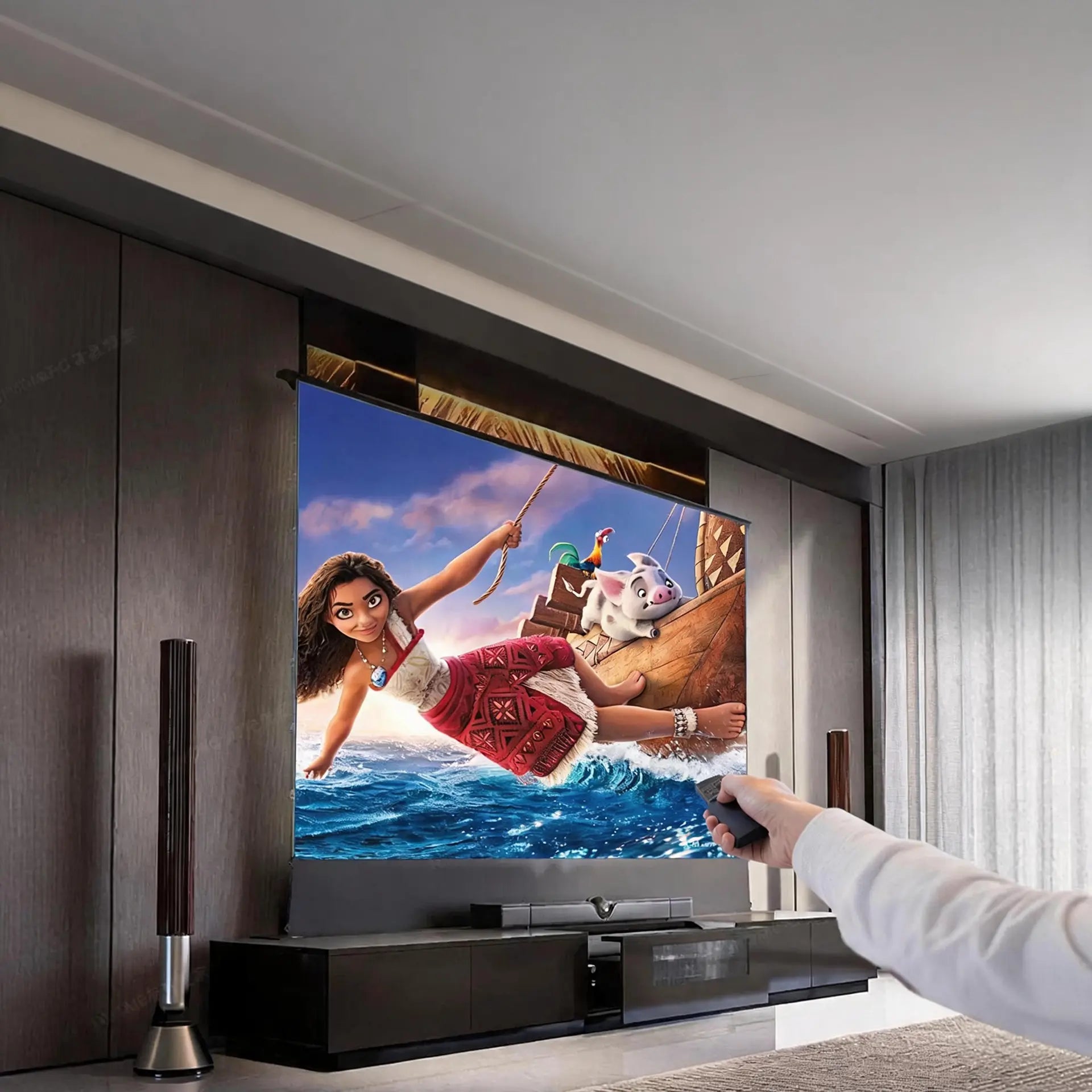 WUPRO Cinema PHANTOM Invisible Ultra Short Throw Projector Laser TV Cabinet
