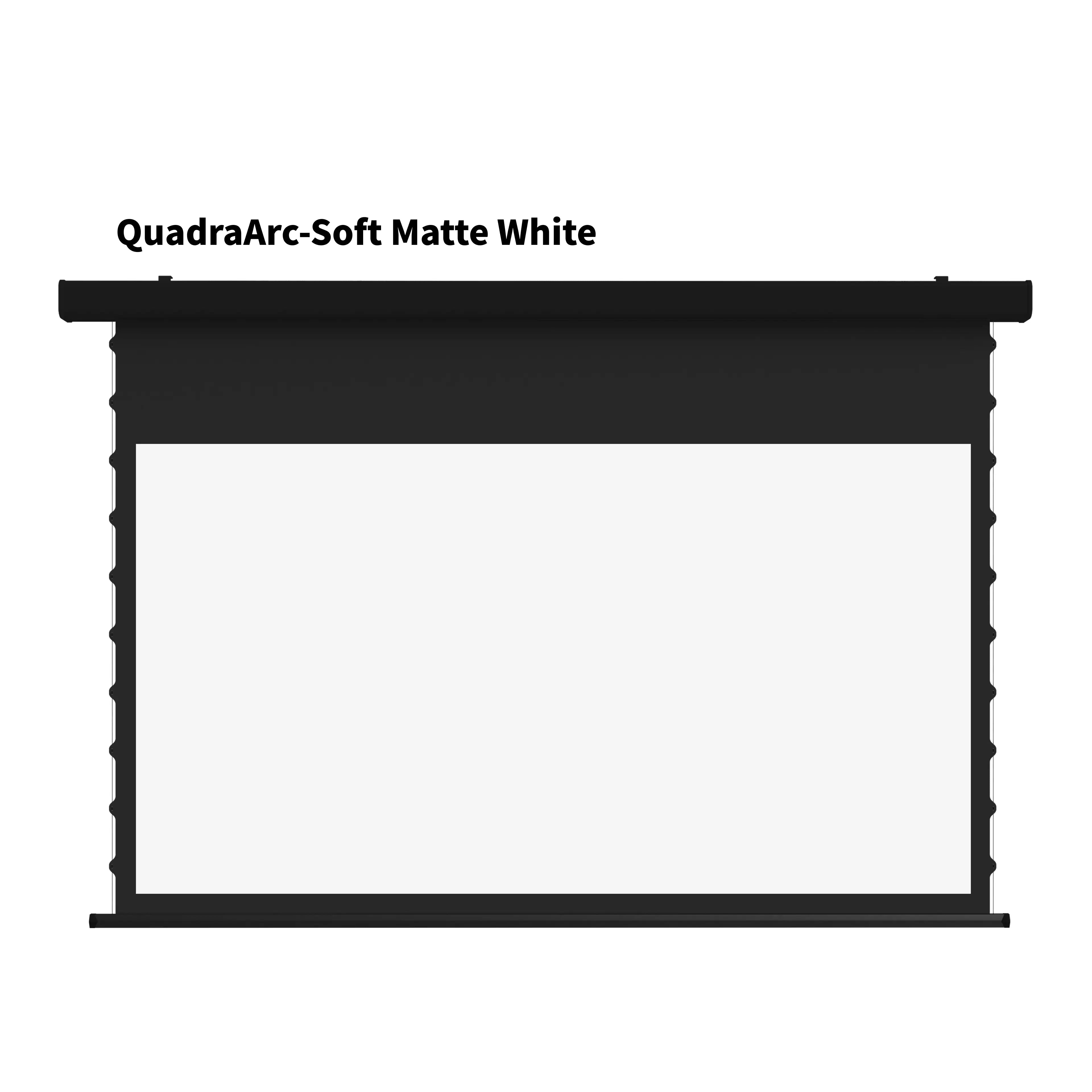 WUPRO QuadraArc Drop Down Screen with Black Housing and Soft Matte White Screen Material